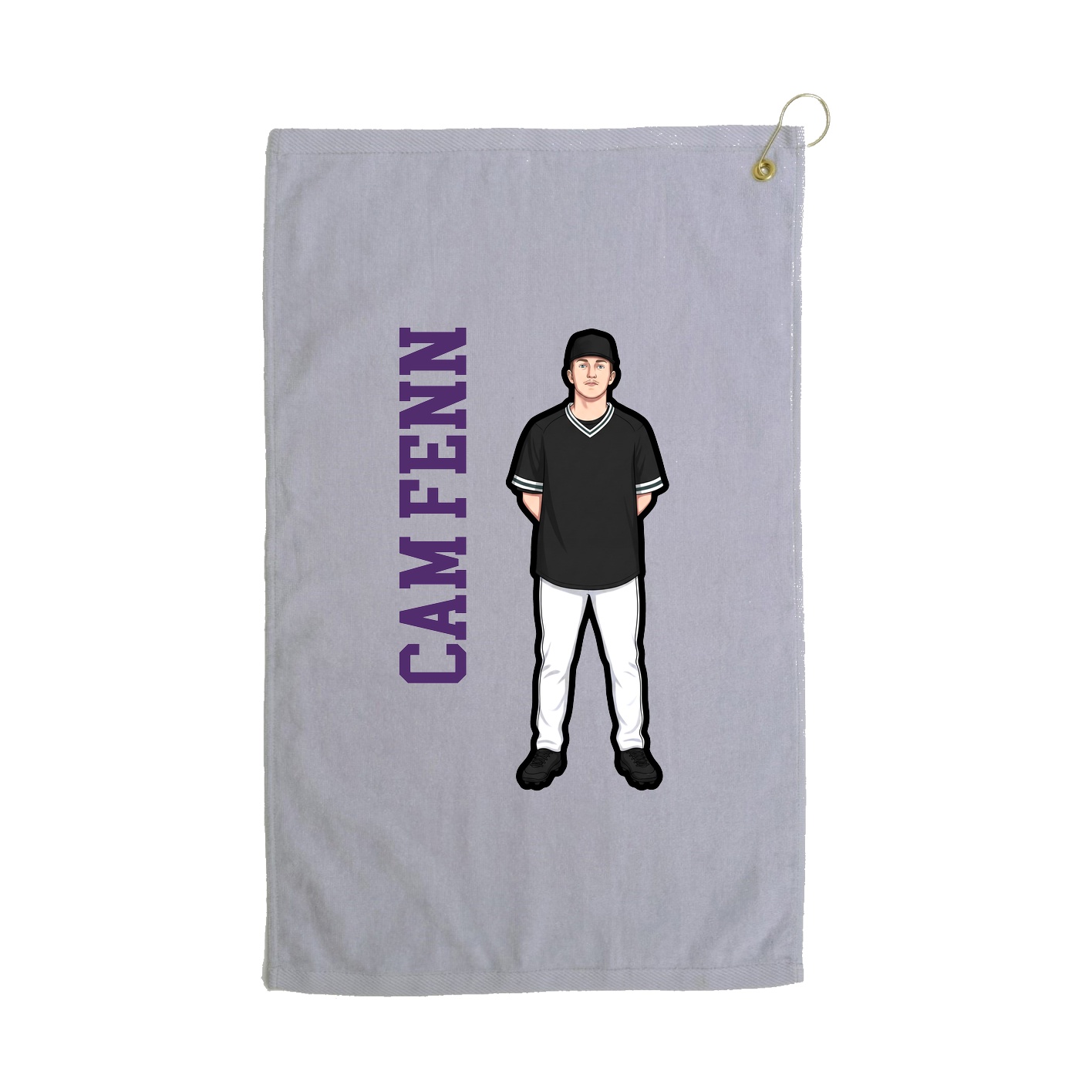 Golf Towel — Name Vertical in Grey