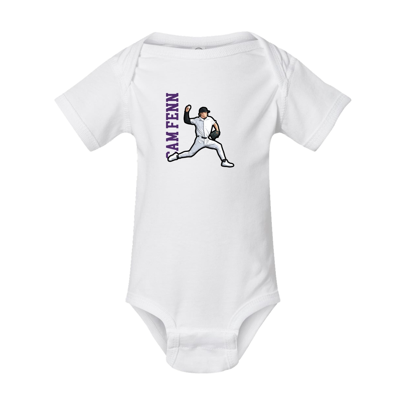 Baby Onesie — Name Vertical in White