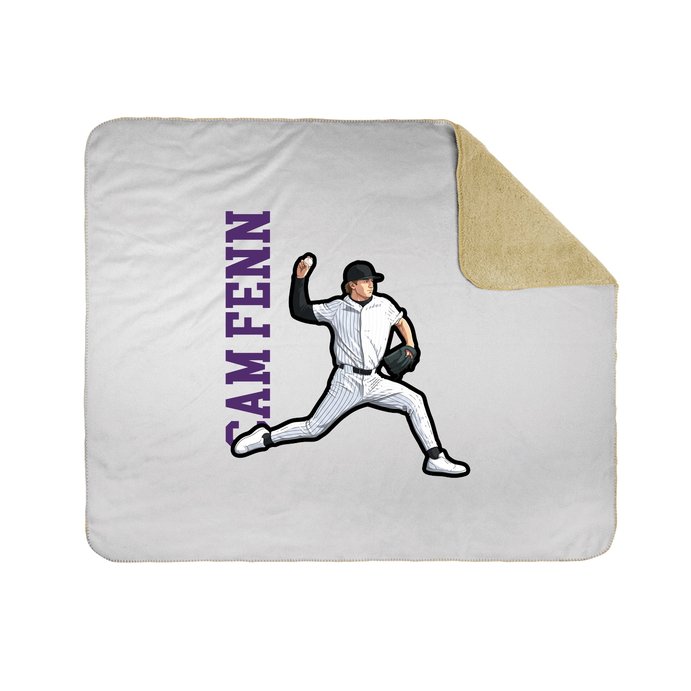 Throw Blanket — Name Vertical in White