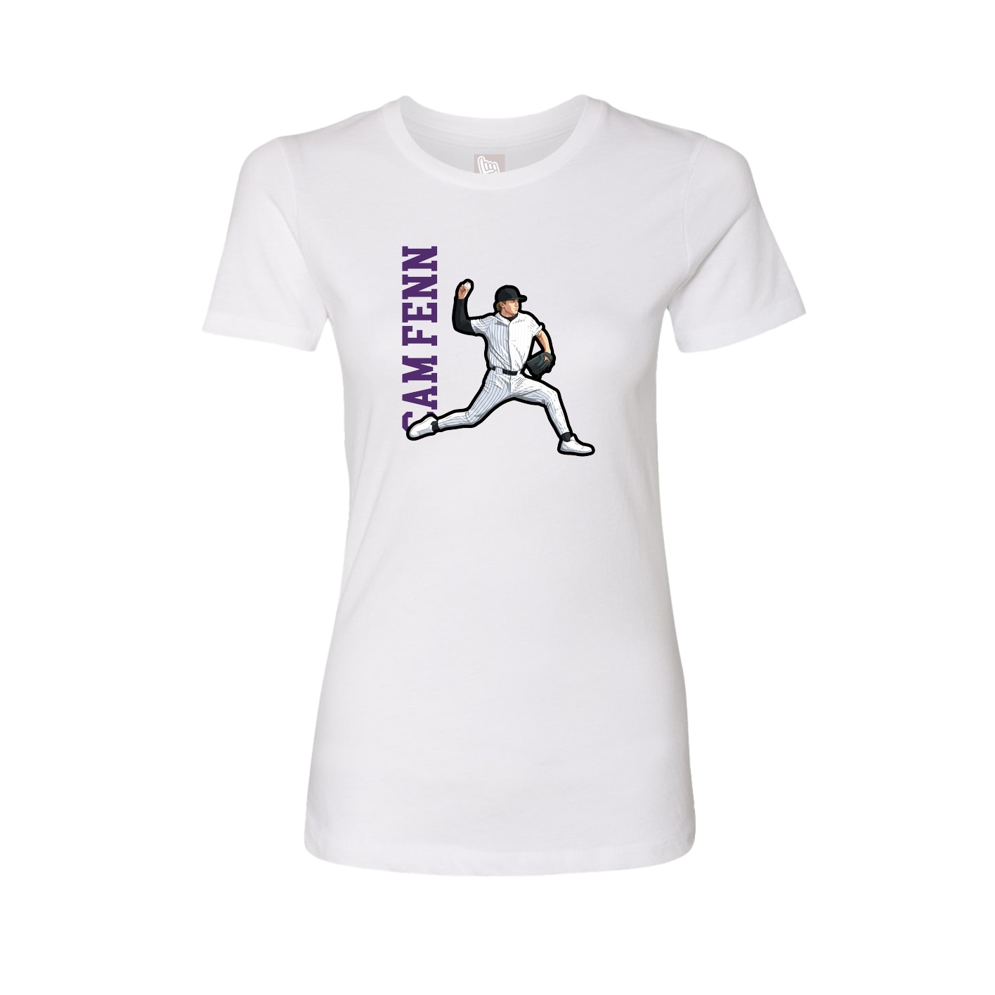 Fitted Women's Tee — Name Vertical in White