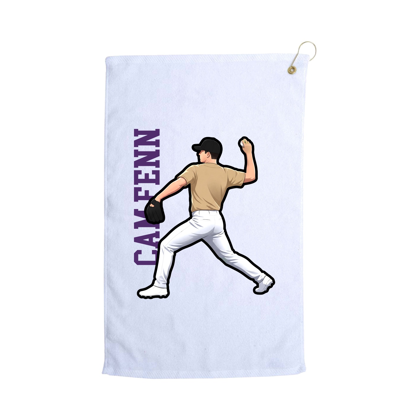 Golf Towel — Name Vertical in White