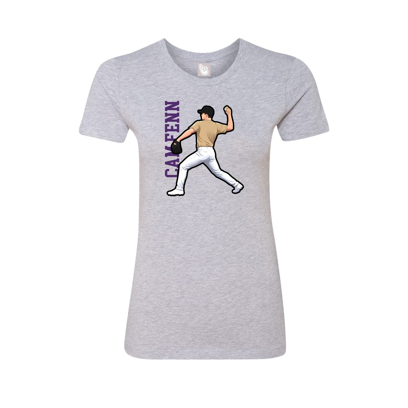 Fitted Women's Tee — Name Vertical in Grey