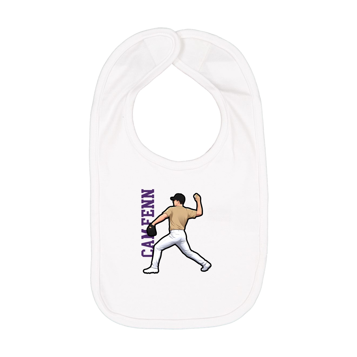 Infant Bib — Name Vertical in White