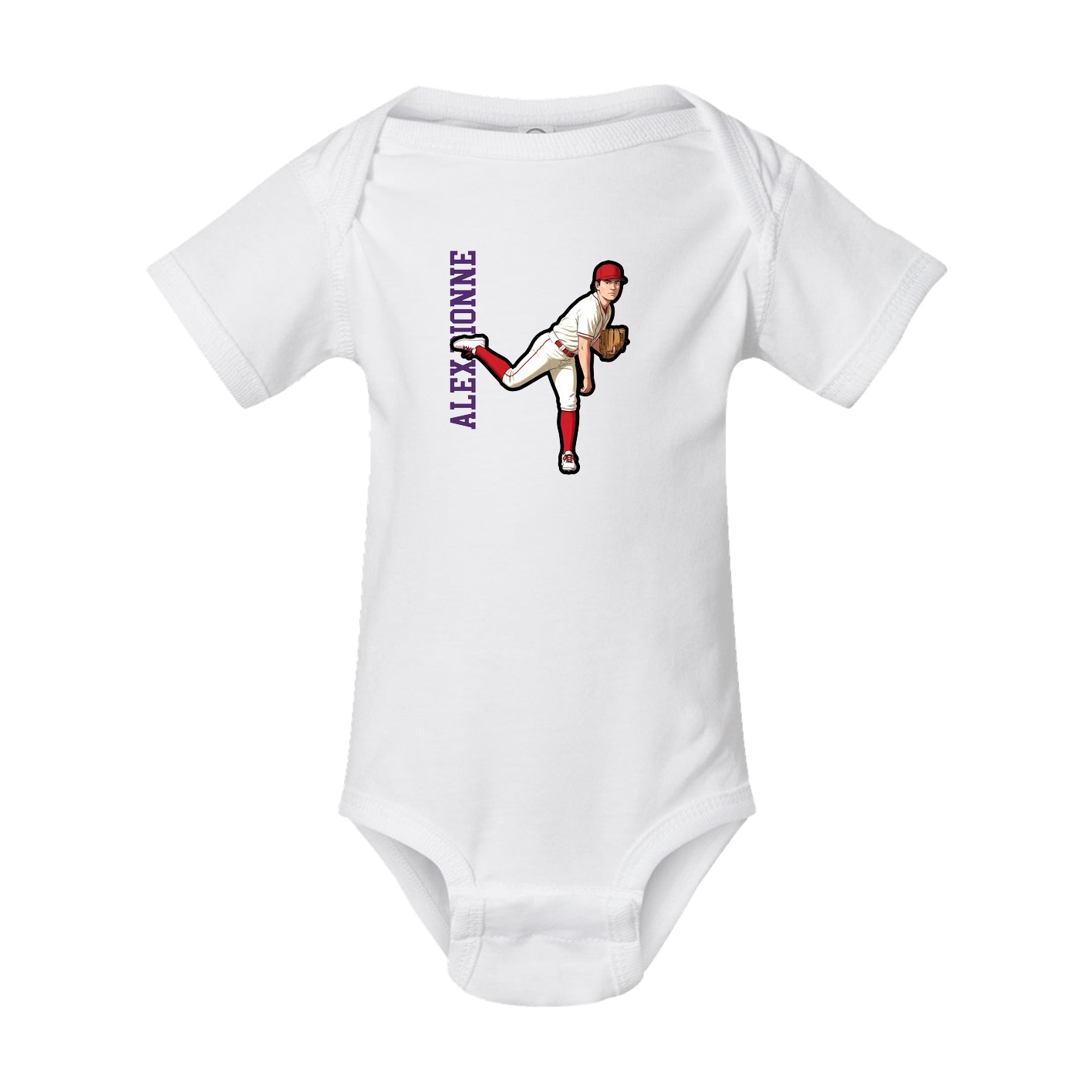 Baby Onesie — Name Vertical in White