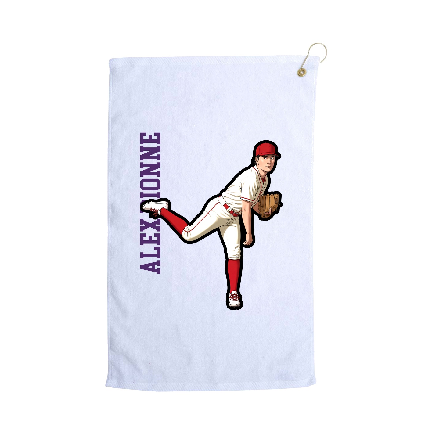 Golf Towel — Name Vertical in White