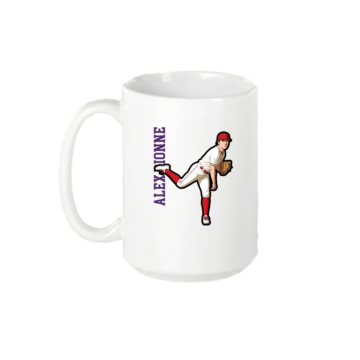 15oz Coffee Mug — Name Vertical in White