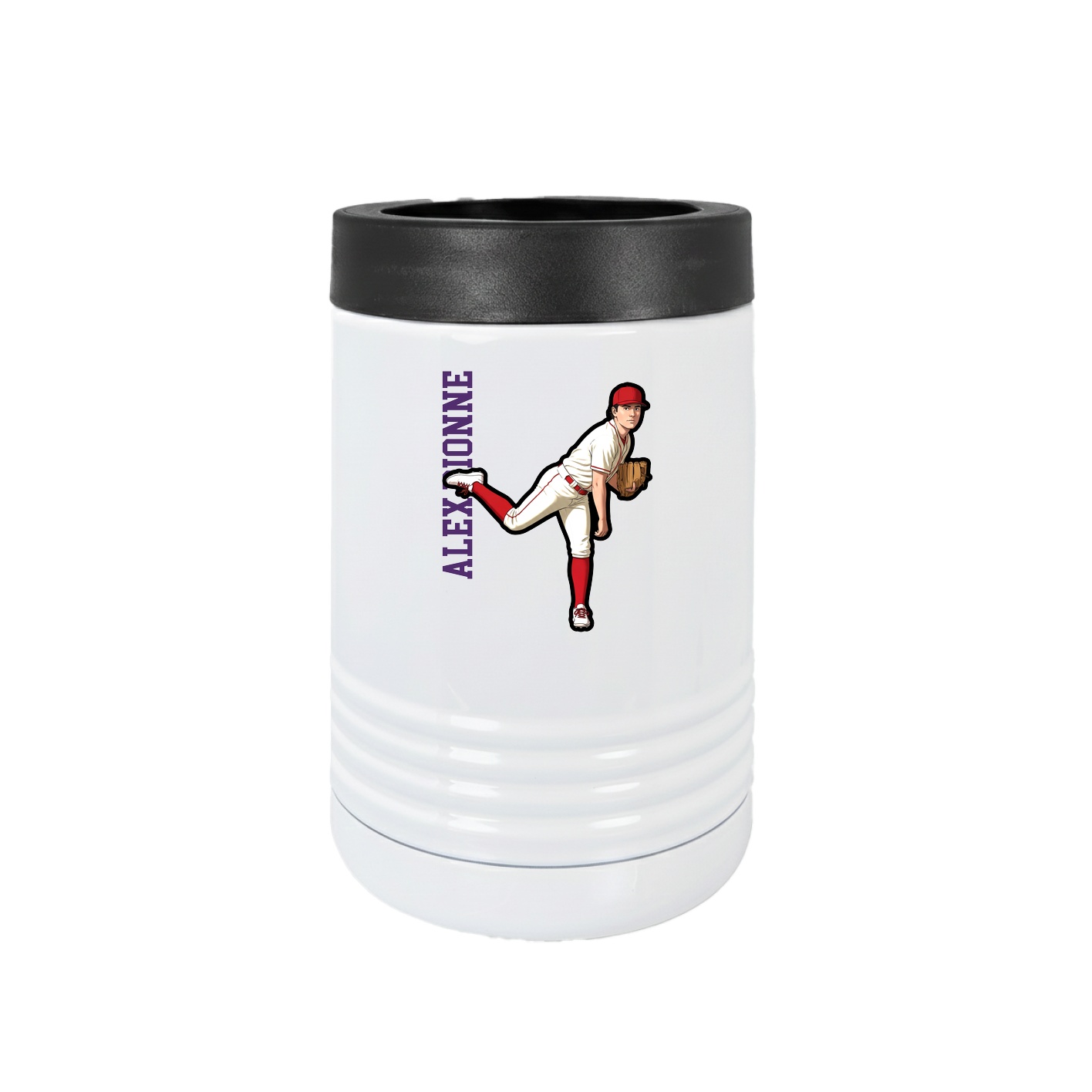 Beverage Holder — Name Vertical in White