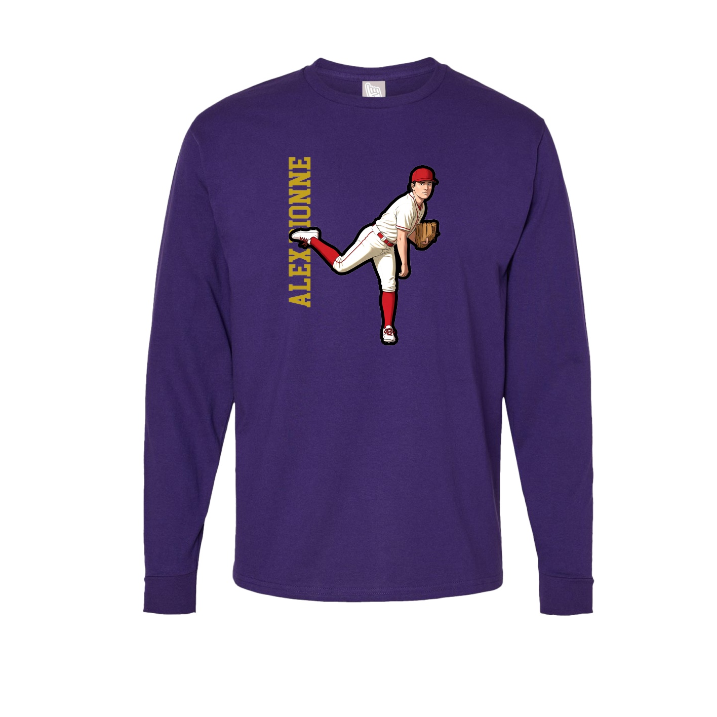 Long Sleeve Tee — Name Vertical in Purple