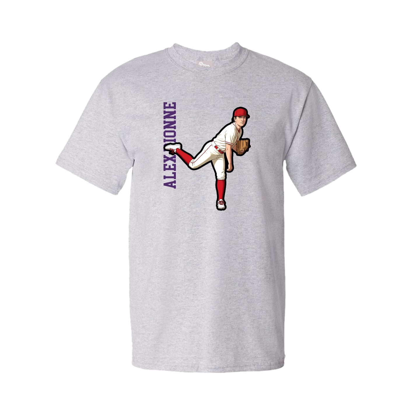 Youth Tee — Name Vertical in Grey