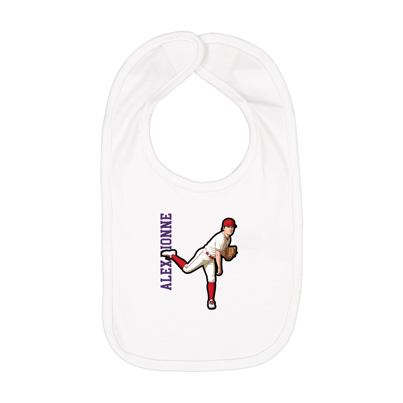 Infant Bib — Name Vertical in White