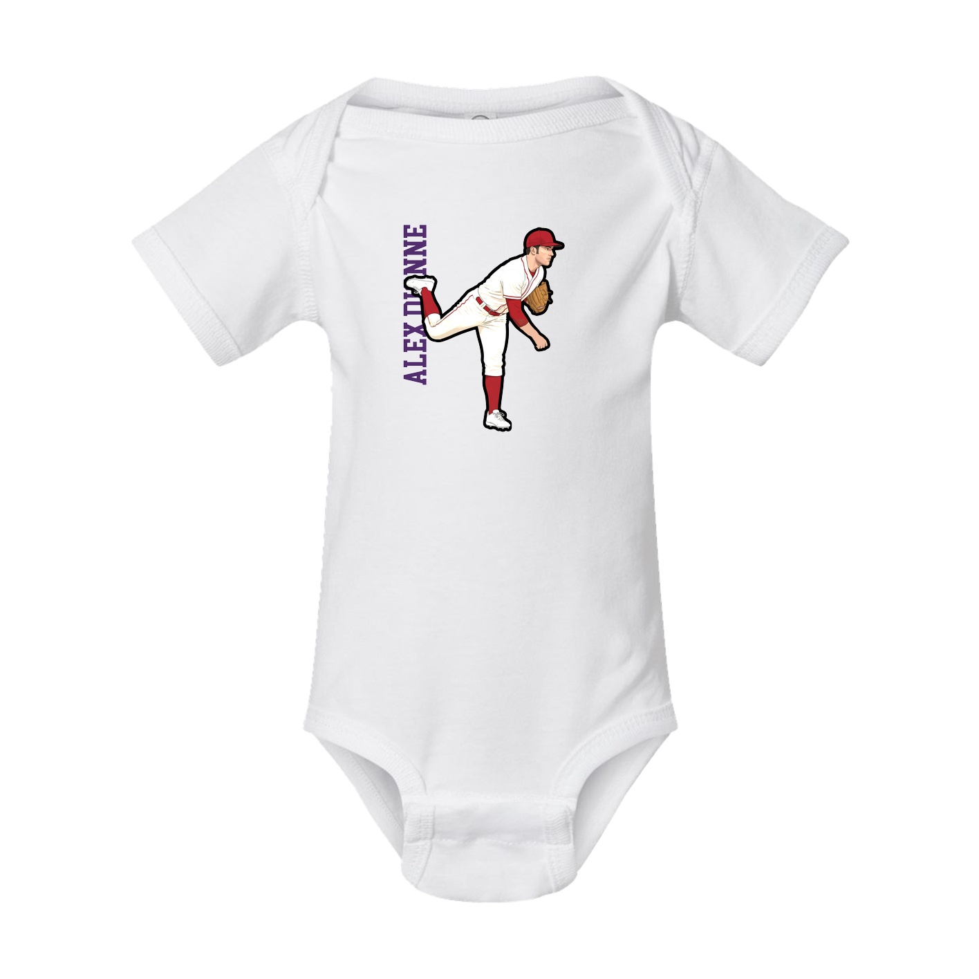 Baby Onesie — Name Vertical in White