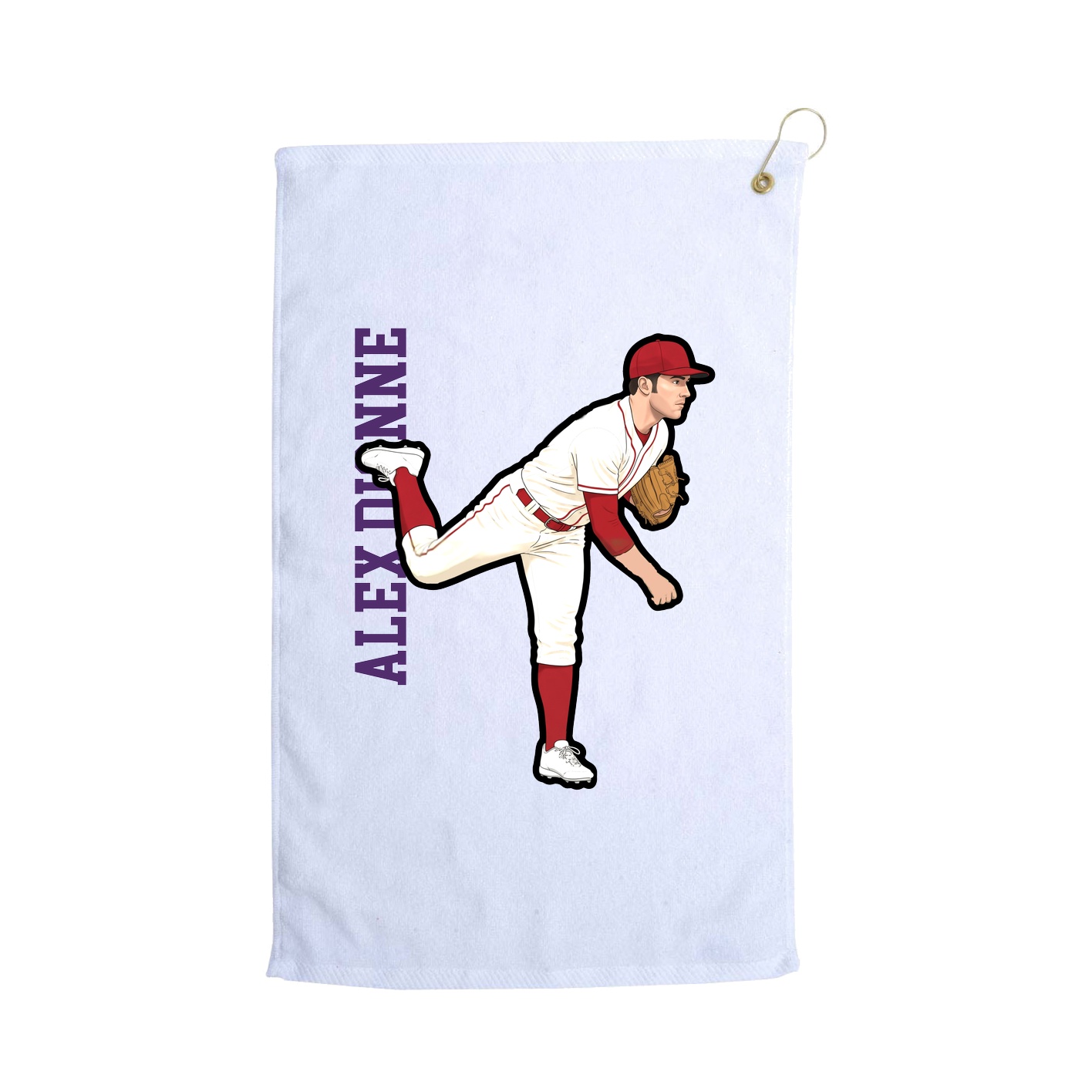 Golf Towel — Name Vertical in White