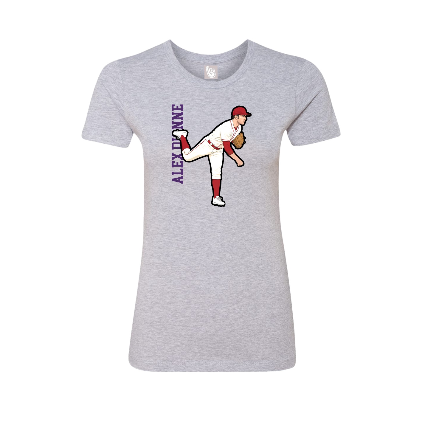 Fitted Women's Tee — Name Vertical in Grey