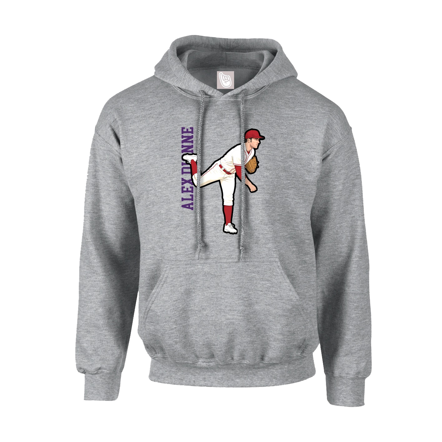 Youth Hoodie — Name Vertical in Grey