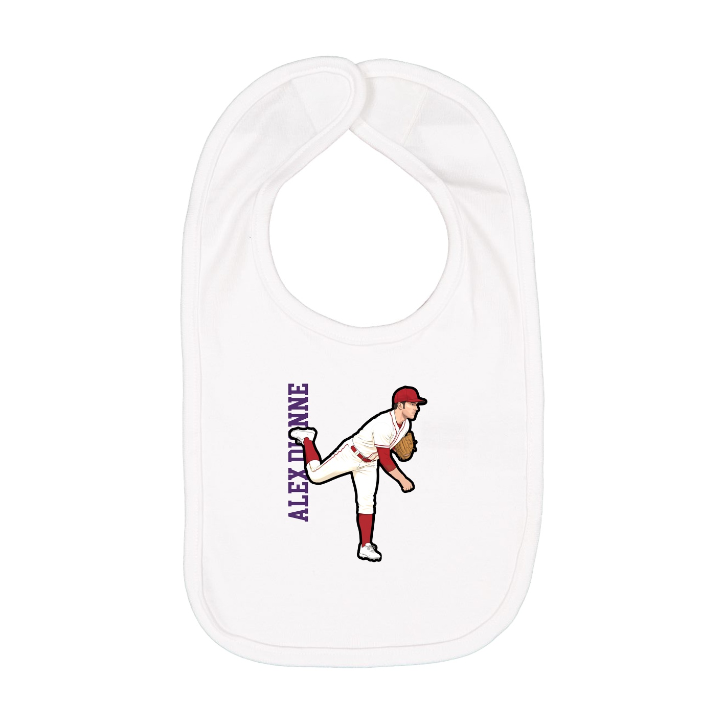 Infant Bib — Name Vertical in White