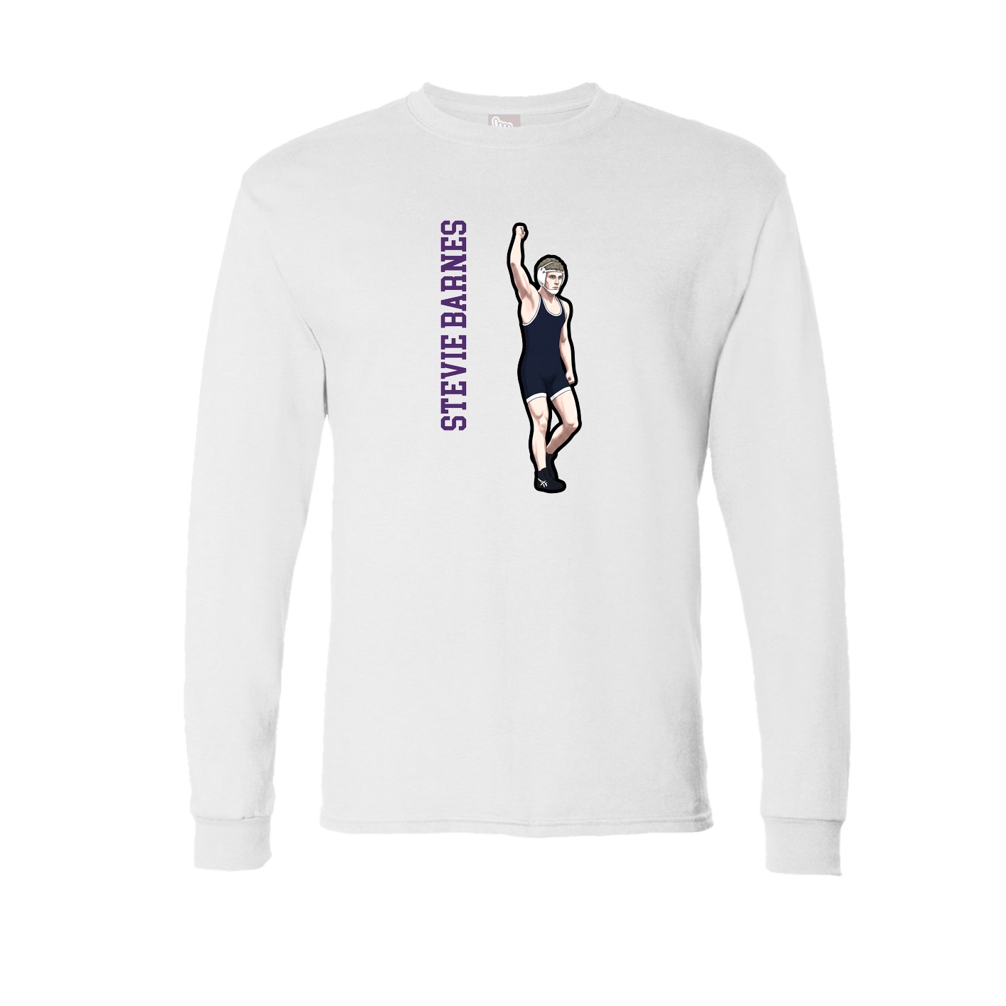 Long Sleeve Tee — Name Vertical in White