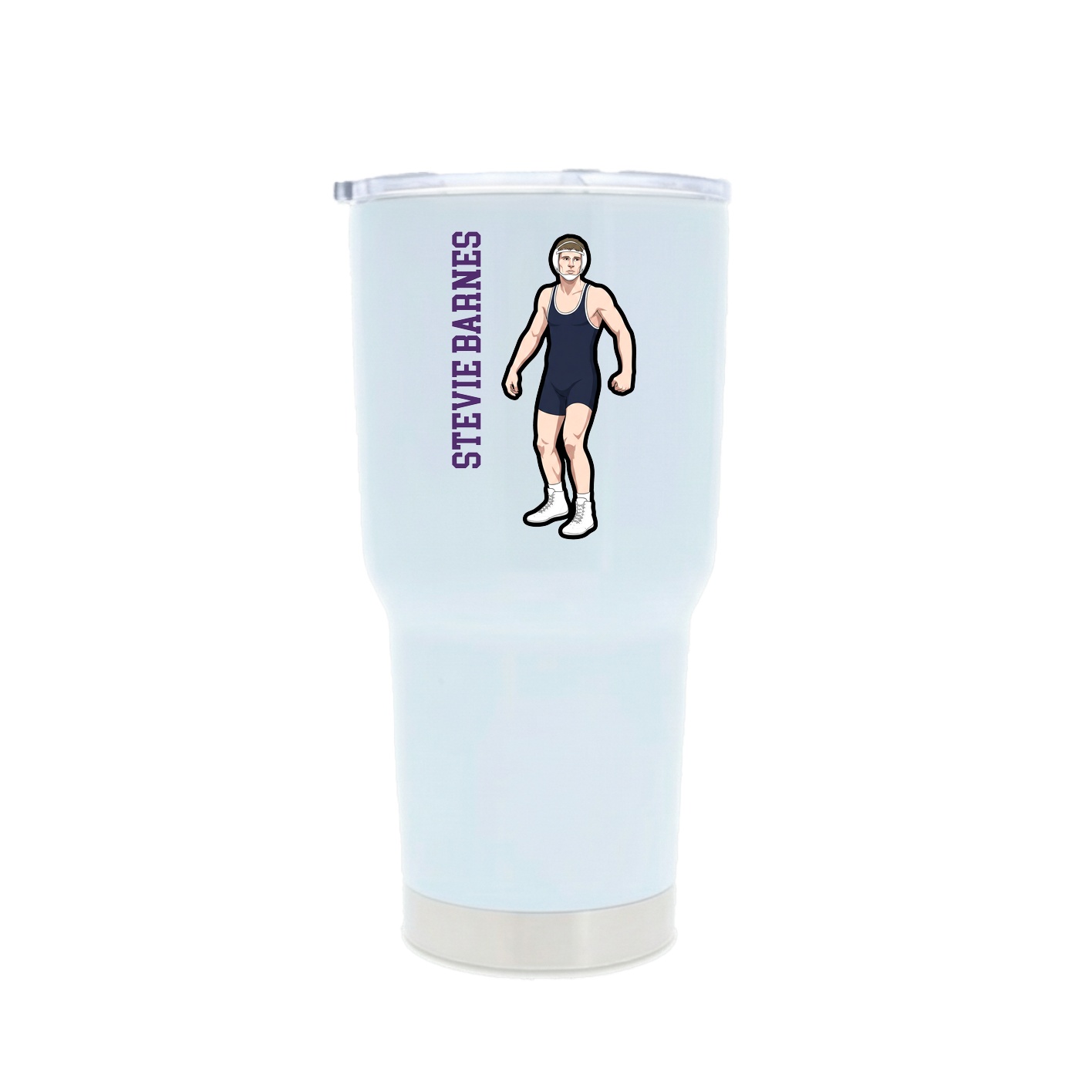 30oz Stainless Steel Tumbler — Name Vertical in White