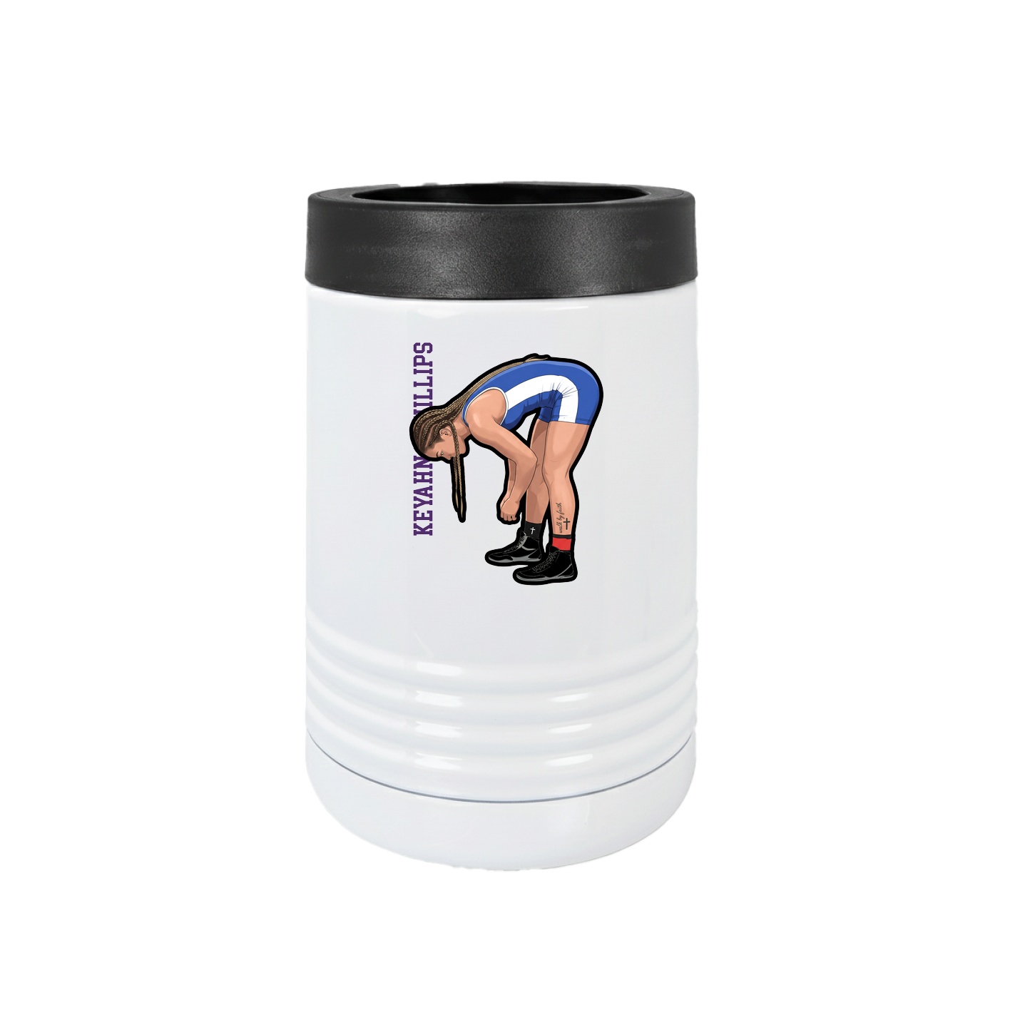 Beverage Holder — Name Vertical in White
