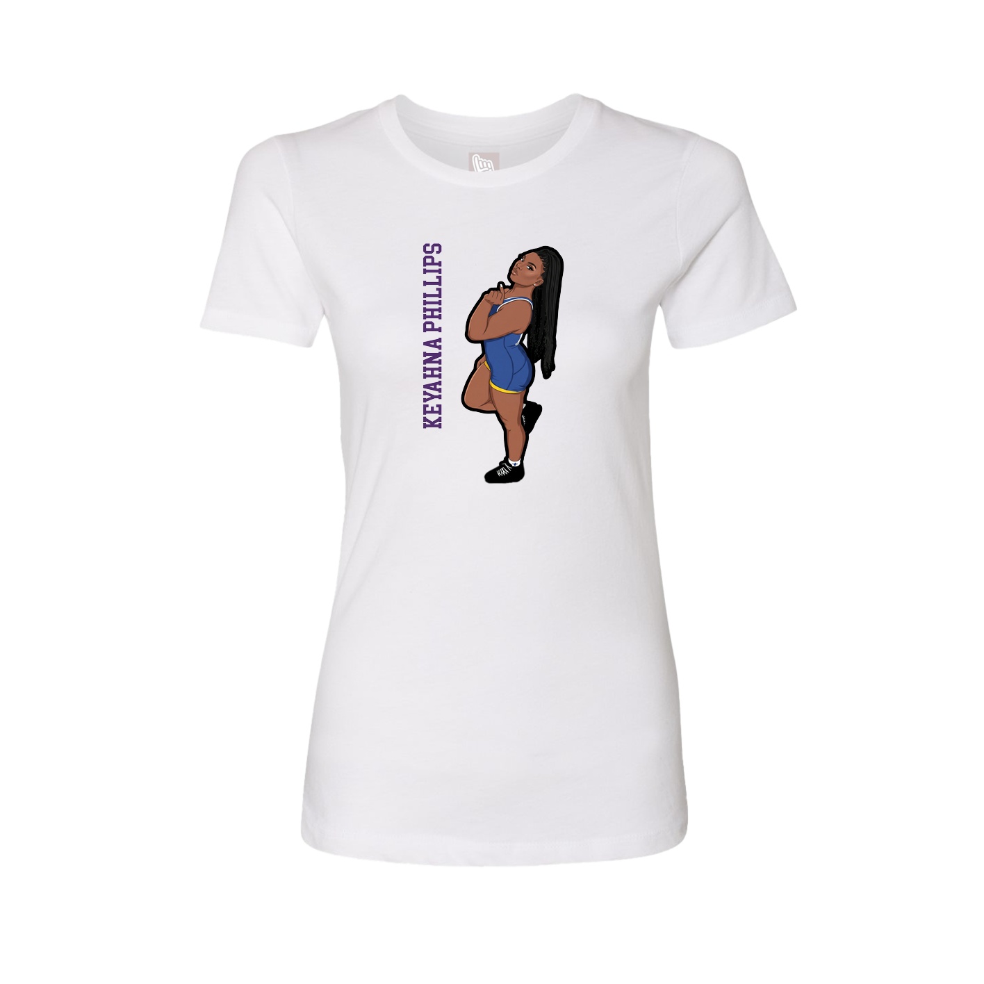 Fitted Women's Tee — Name Vertical in White