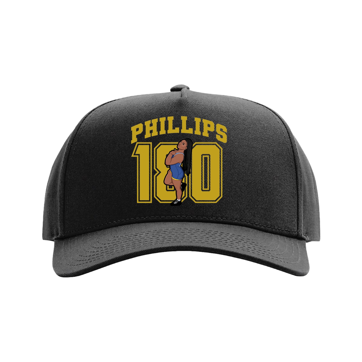 Full Fabric Five-Panel Champ Cap — Number in Black