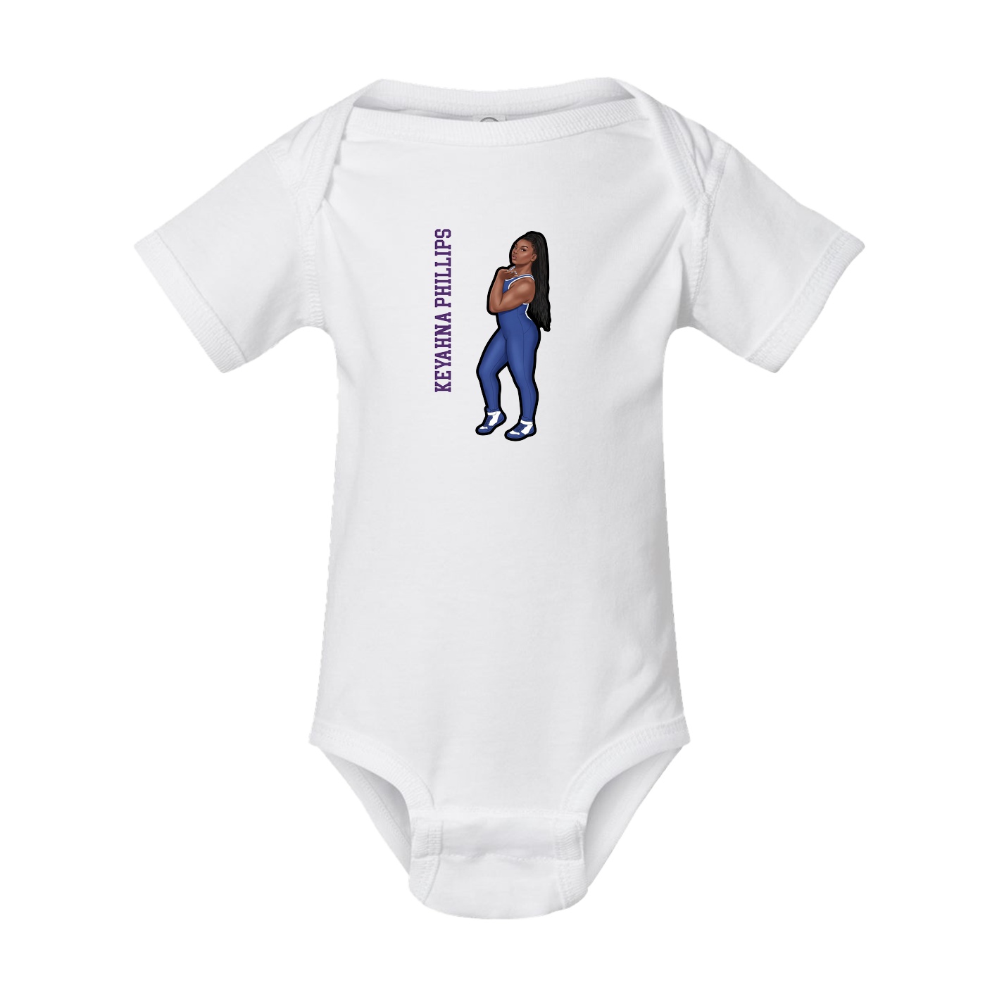 Baby Onesie — Name Vertical in White