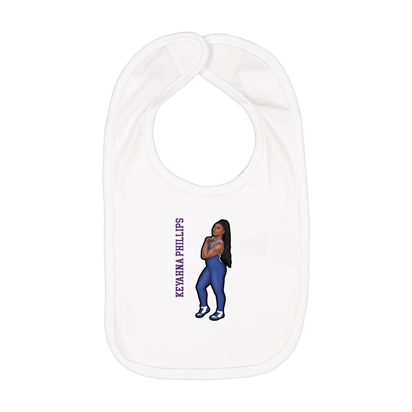 Infant Bib — Name Vertical in White