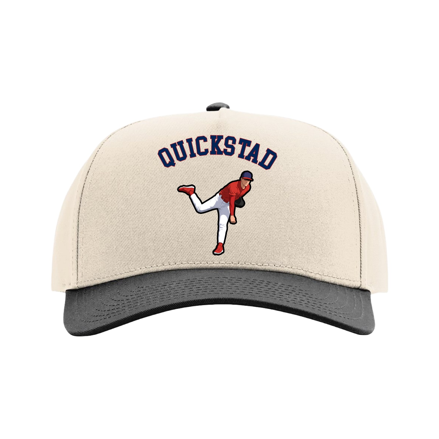 Full Fabric Five-Panel Champ Cap — Shirsey Arch in Cream/Black