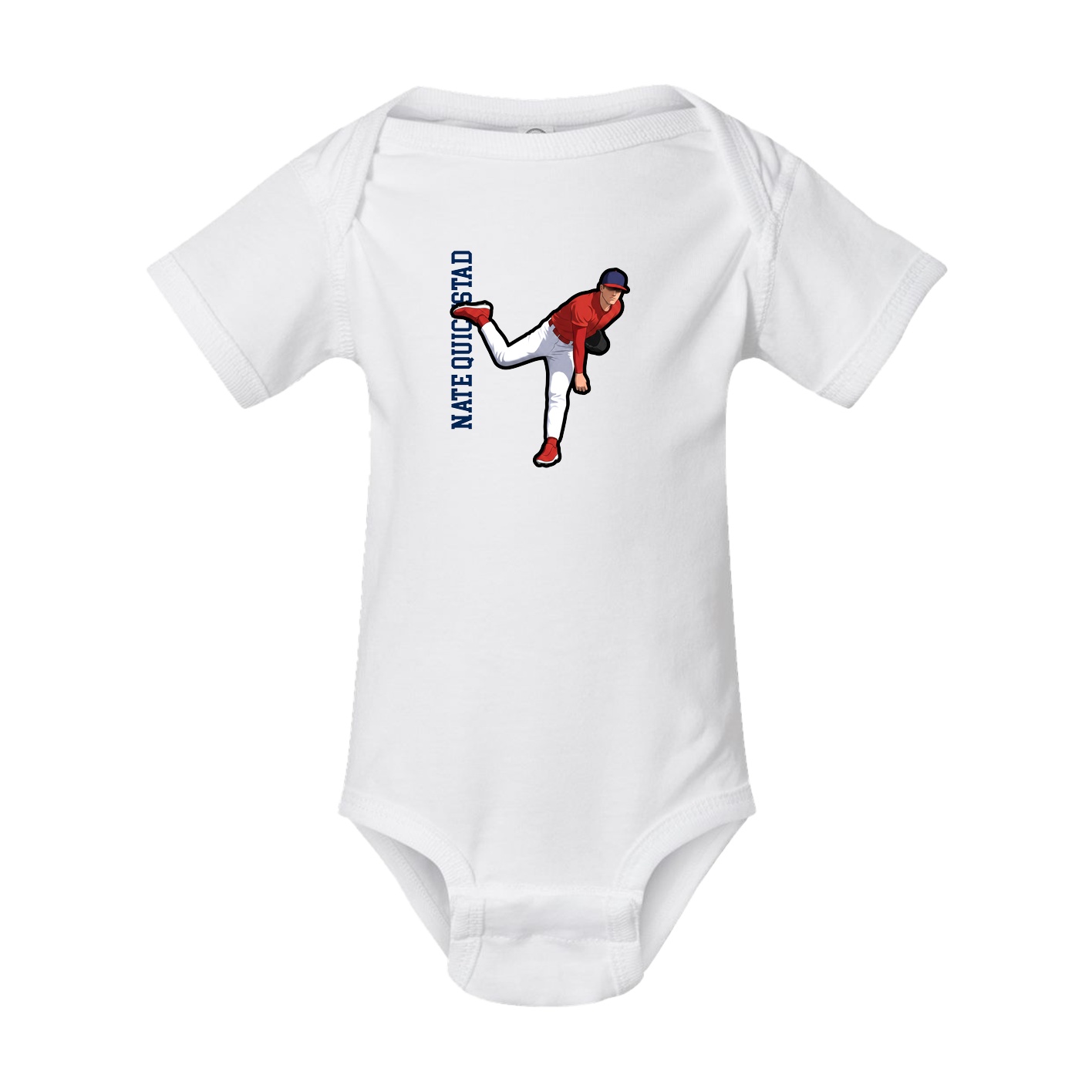 Baby Onesie — Name Vertical in White