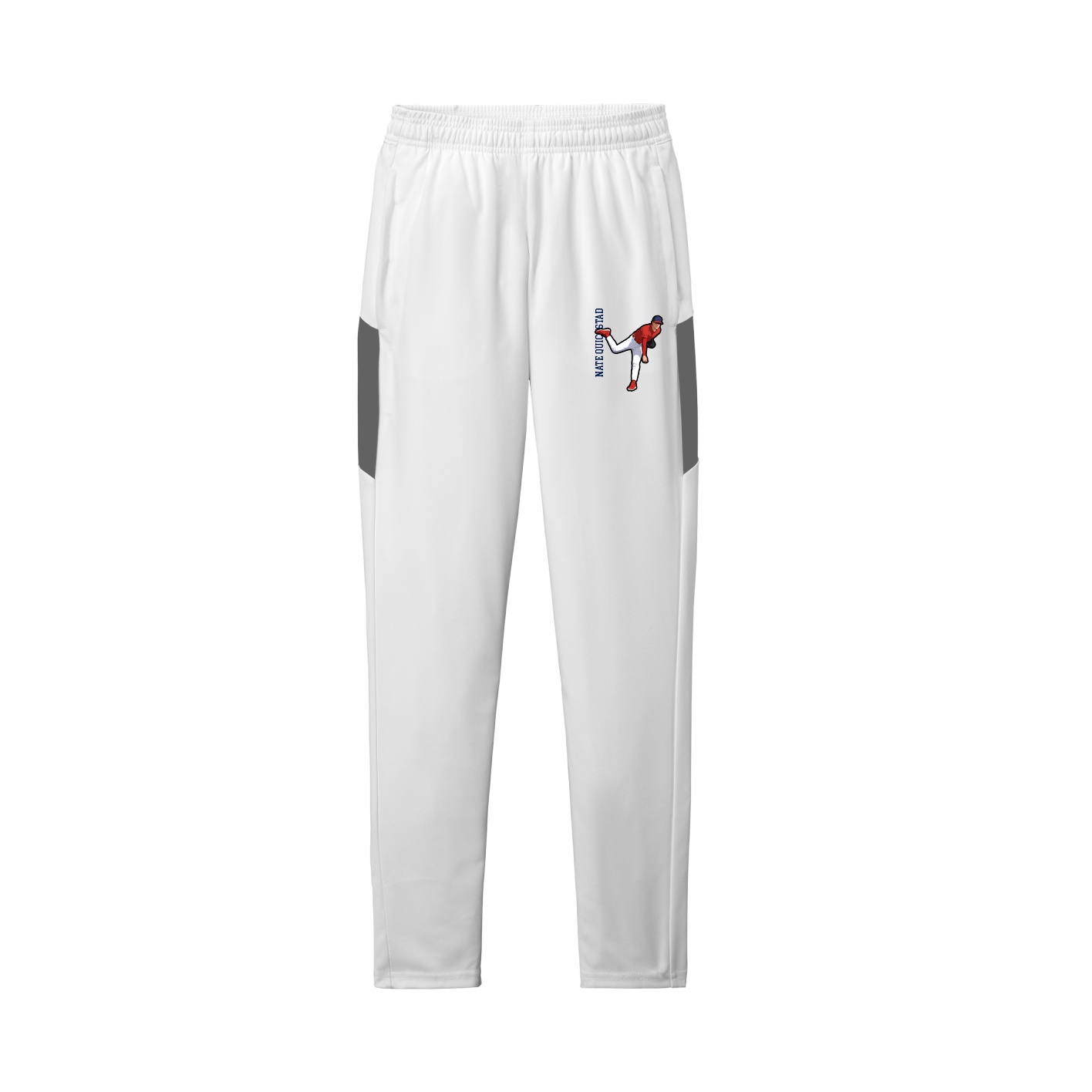 Team Travel Pant — Name Vertical in White/Grey
