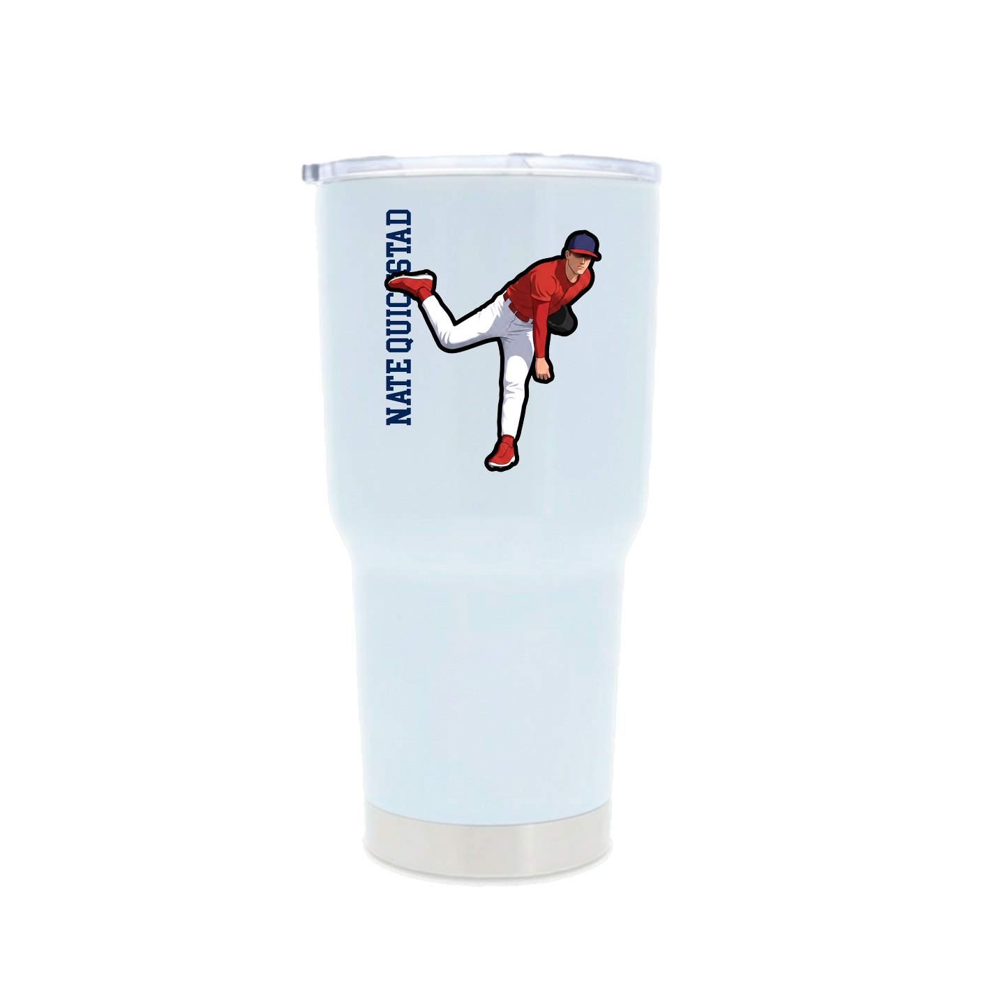 30oz Stainless Steel Tumbler — Name Vertical in White
