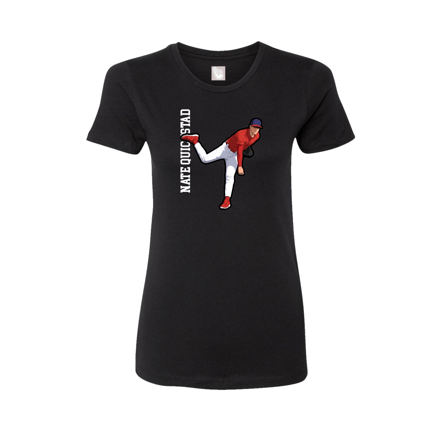 Womens Tee — Name Vertical in Black