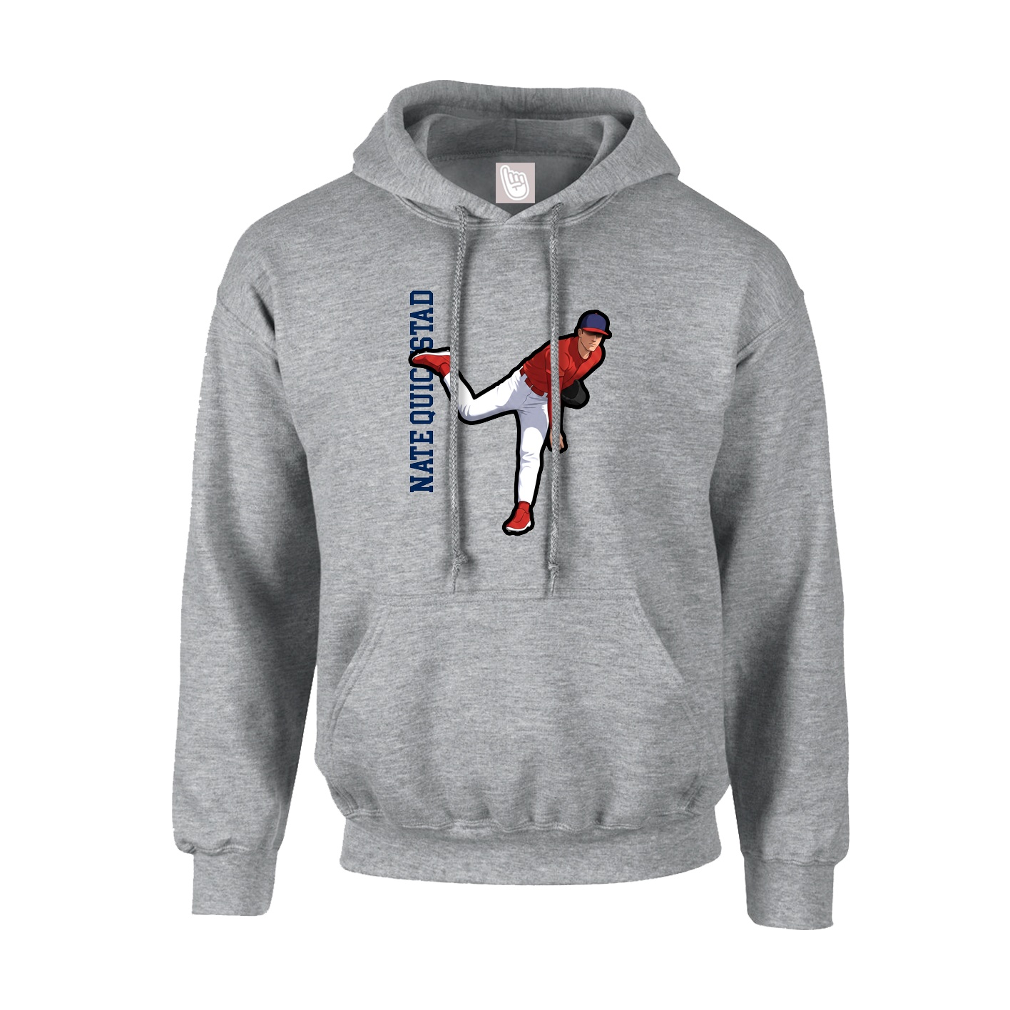 Youth Hoodie — Name Vertical in Grey