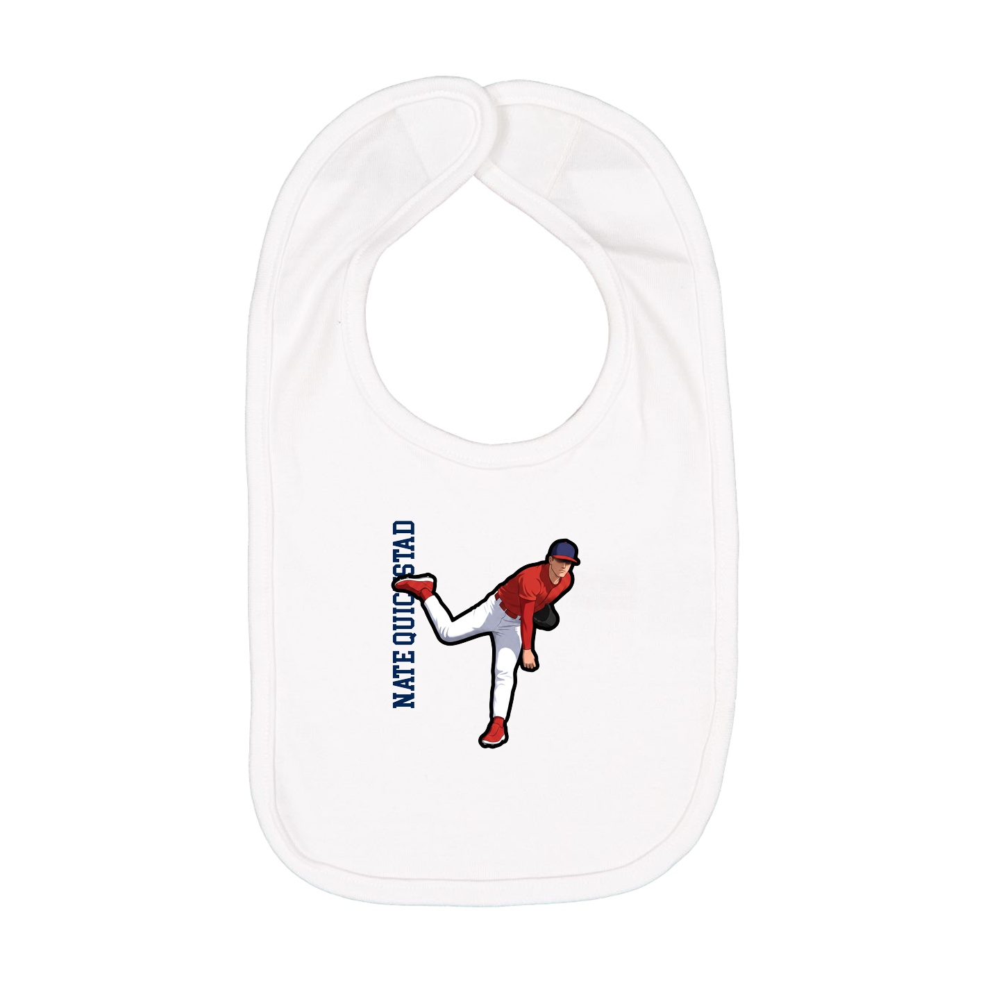 Infant Bib — Name Vertical in White