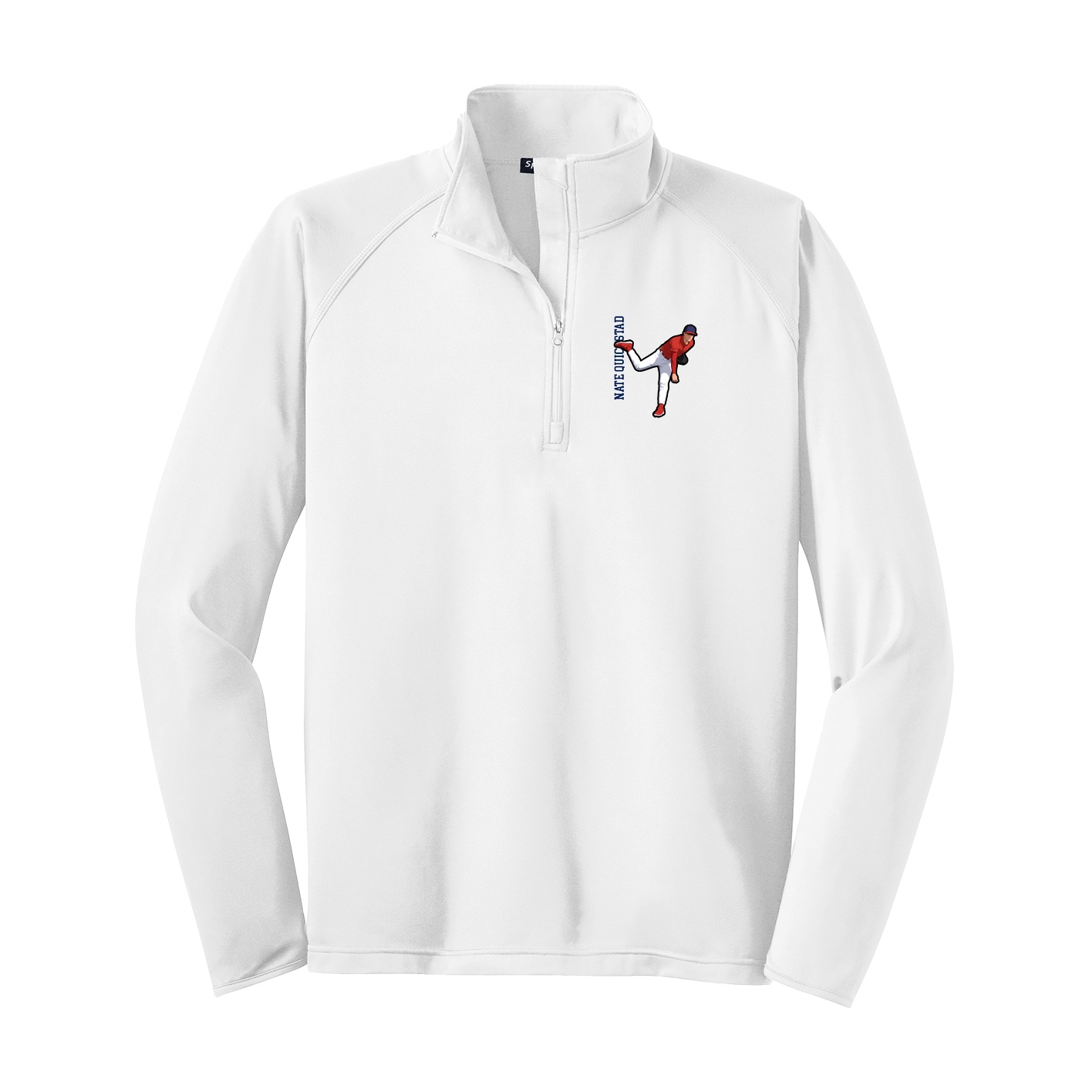 Q-Zip Pullover — Name Vertical in White