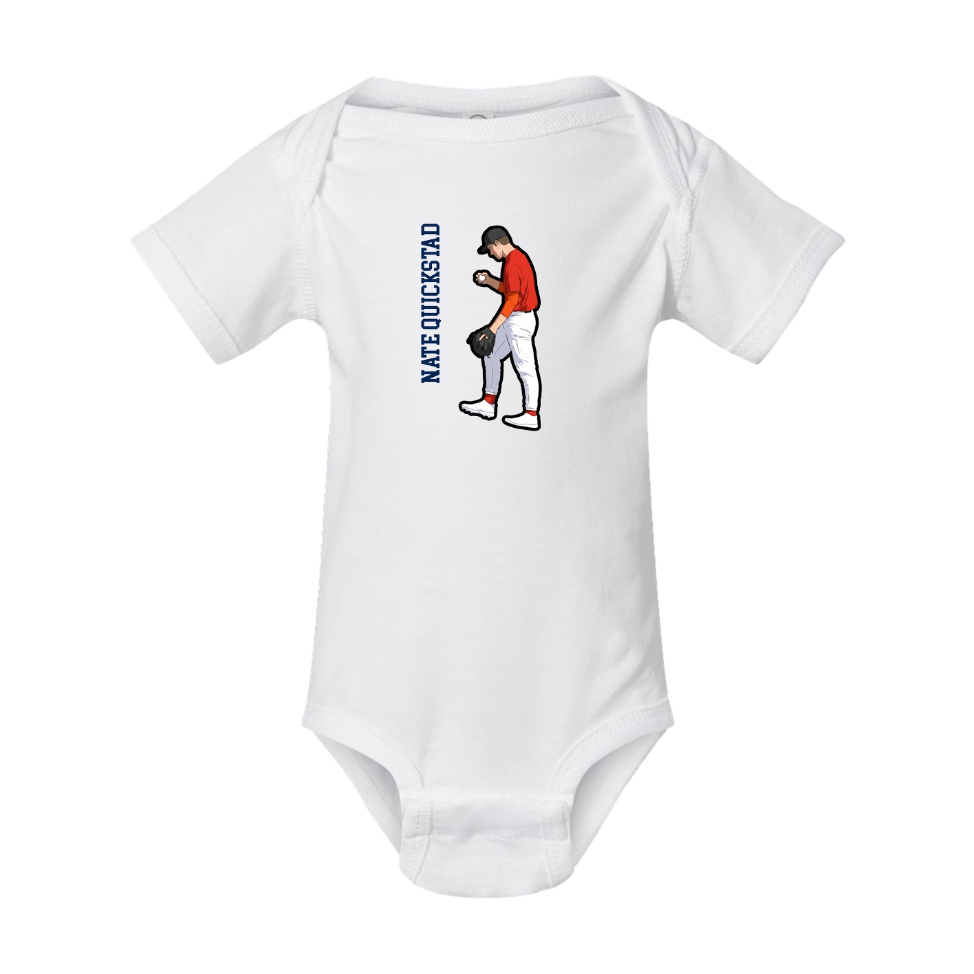 Baby Onesie — Name Vertical in White