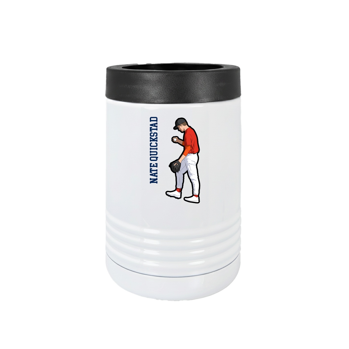 Beverage Holder — Name Vertical in White