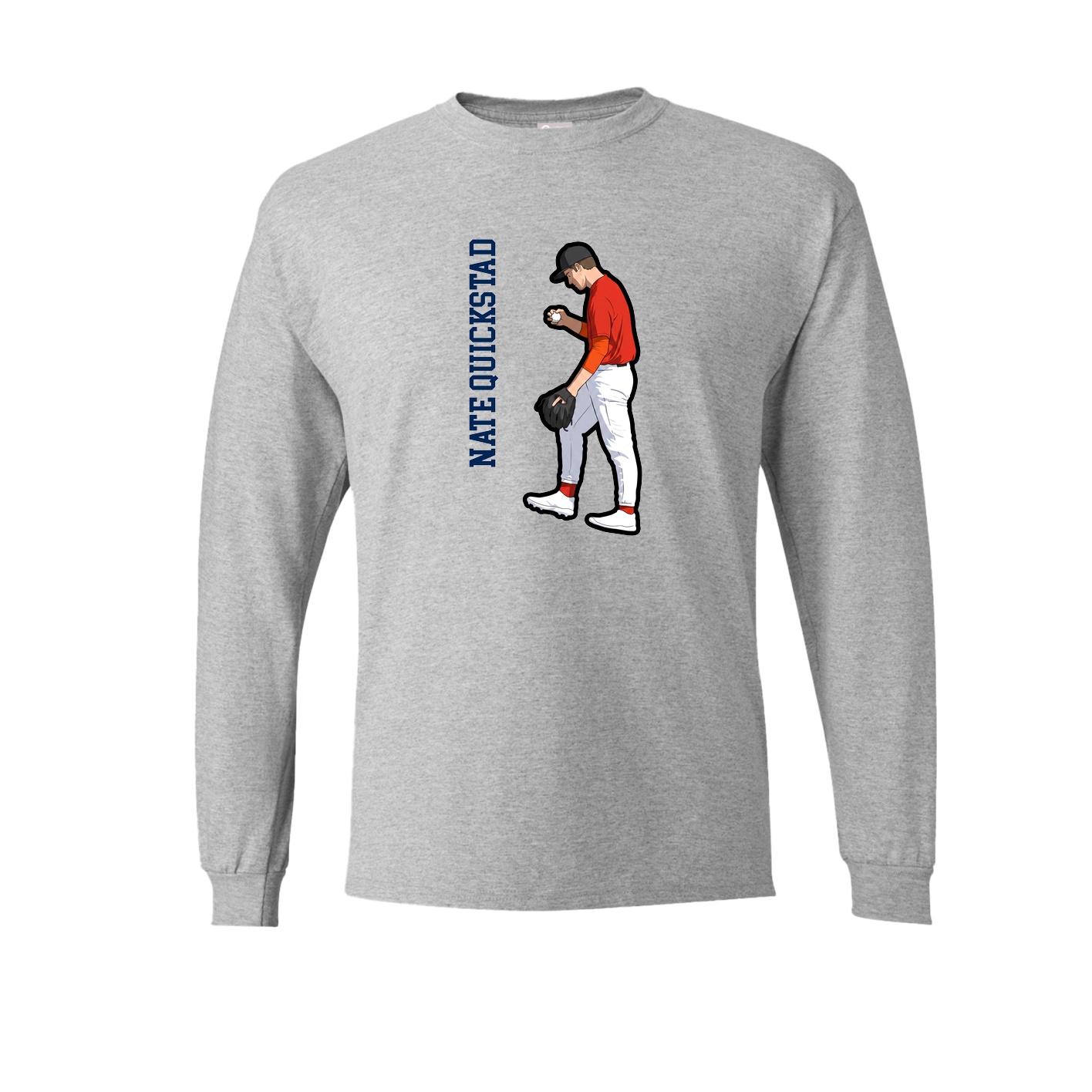 Long Sleeve Tee — Name Vertical in Grey