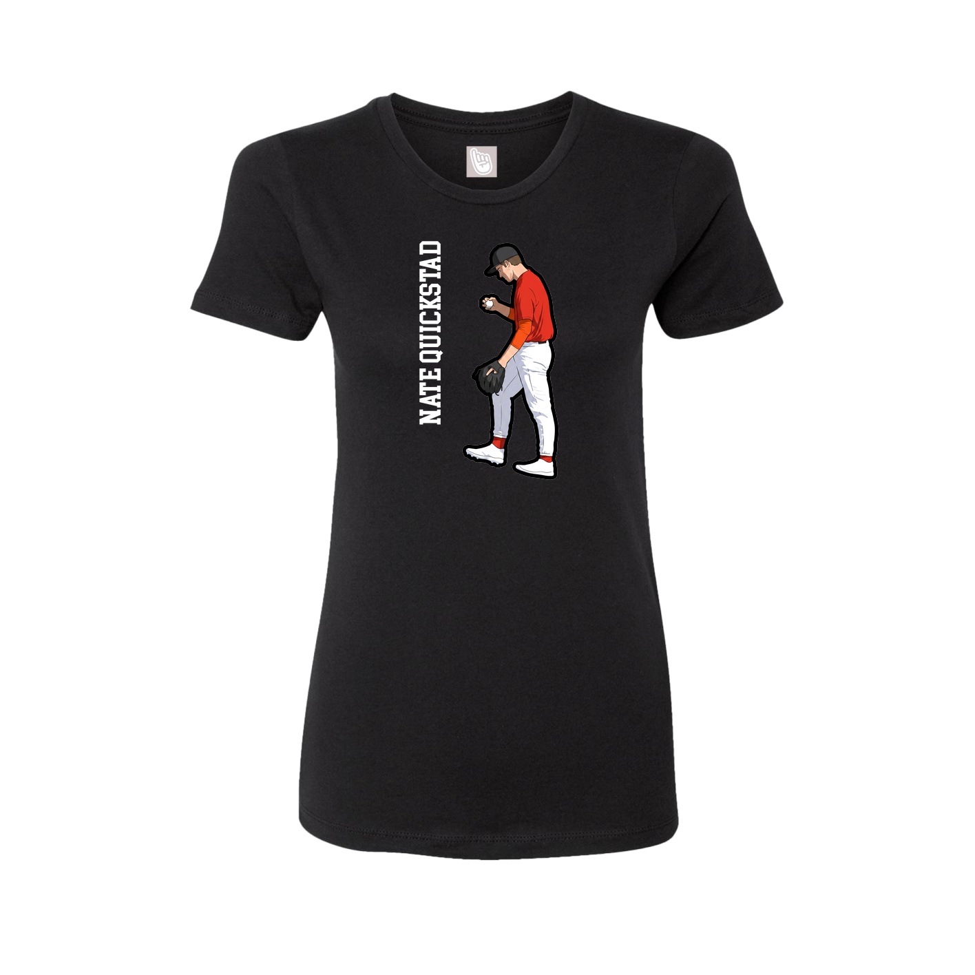 Fitted Women's Tee — Name Vertical in Black