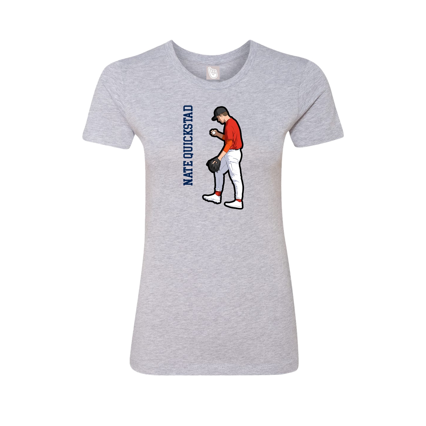 Womens Tee — Name Vertical in Grey