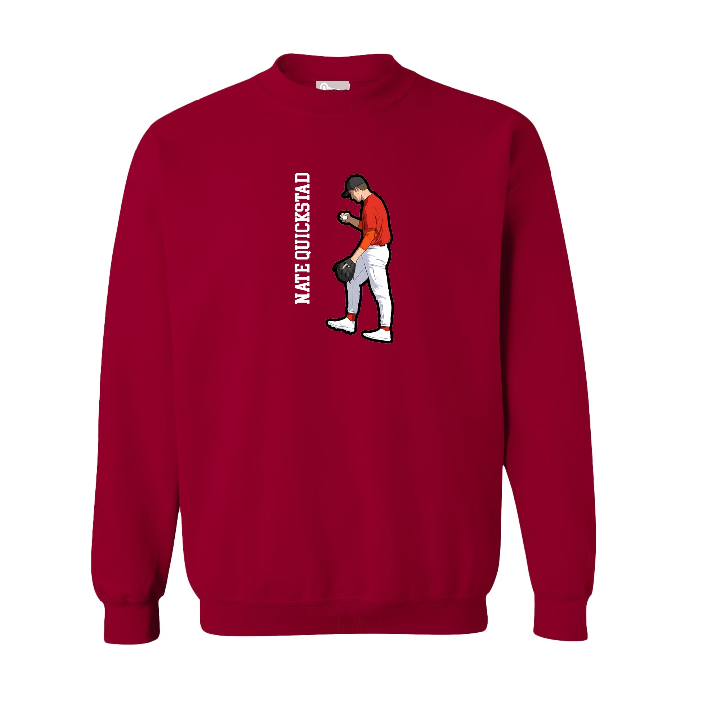 Fleece Crew — Name Vertical in Cardinal