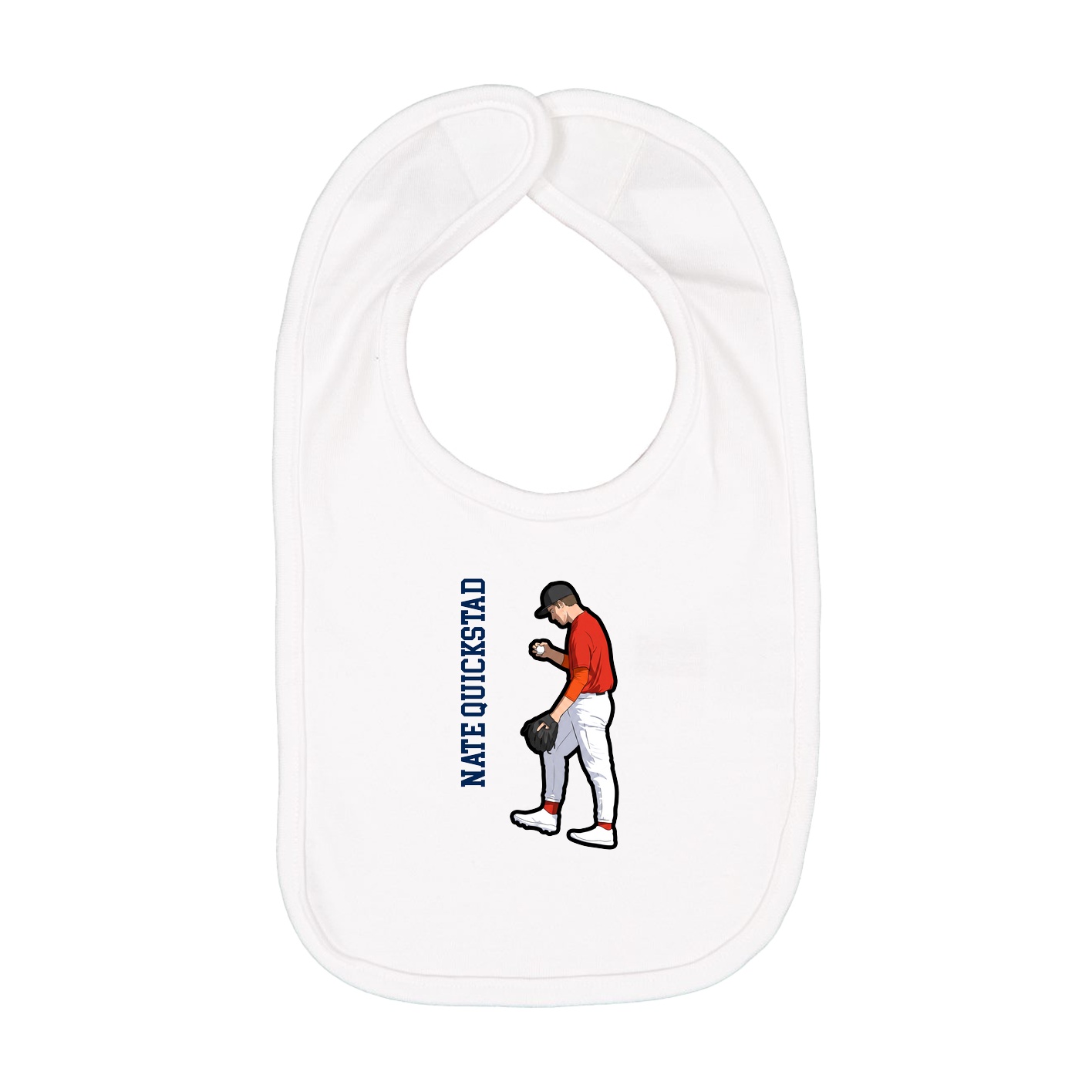 Infant Bib — Name Vertical in White