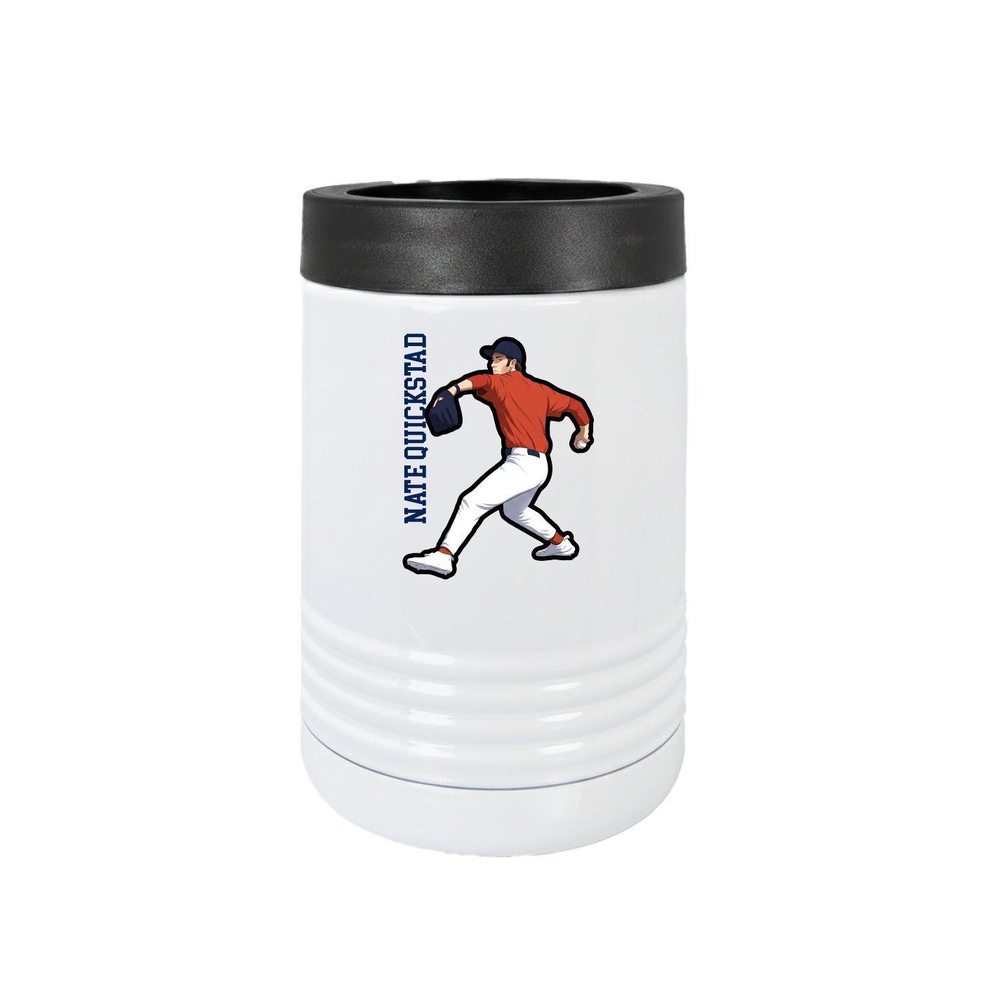 Beverage Holder — Name Vertical in White