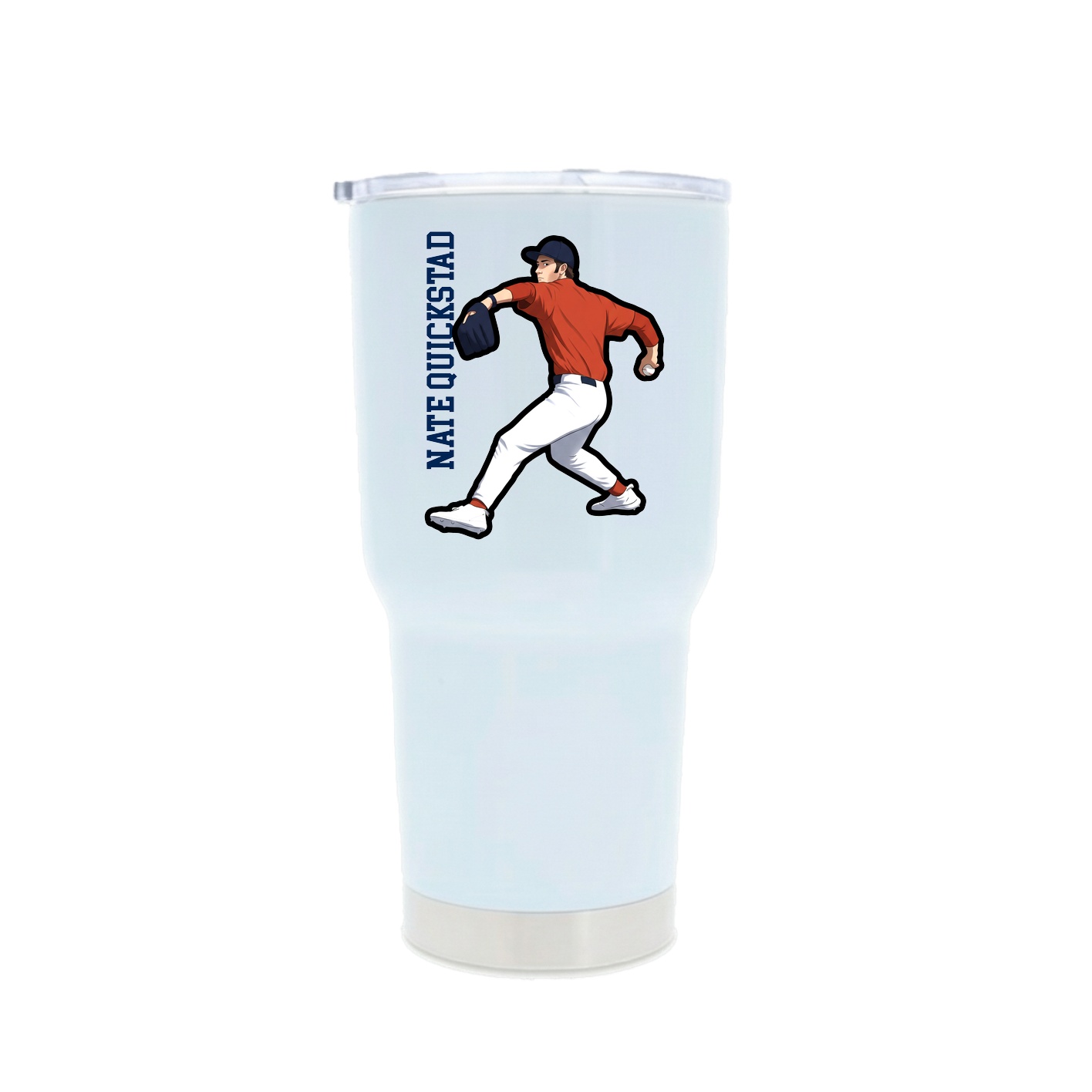 30oz Stainless Steel Tumbler — Name Vertical in White
