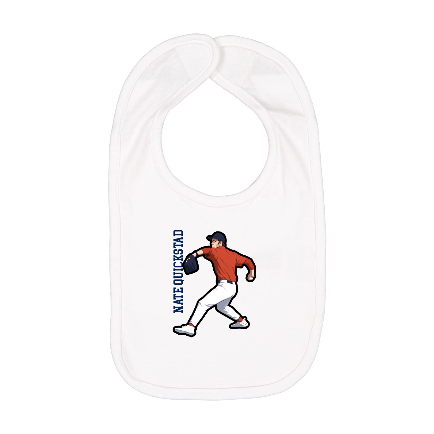 Infant Bib — Name Vertical in White