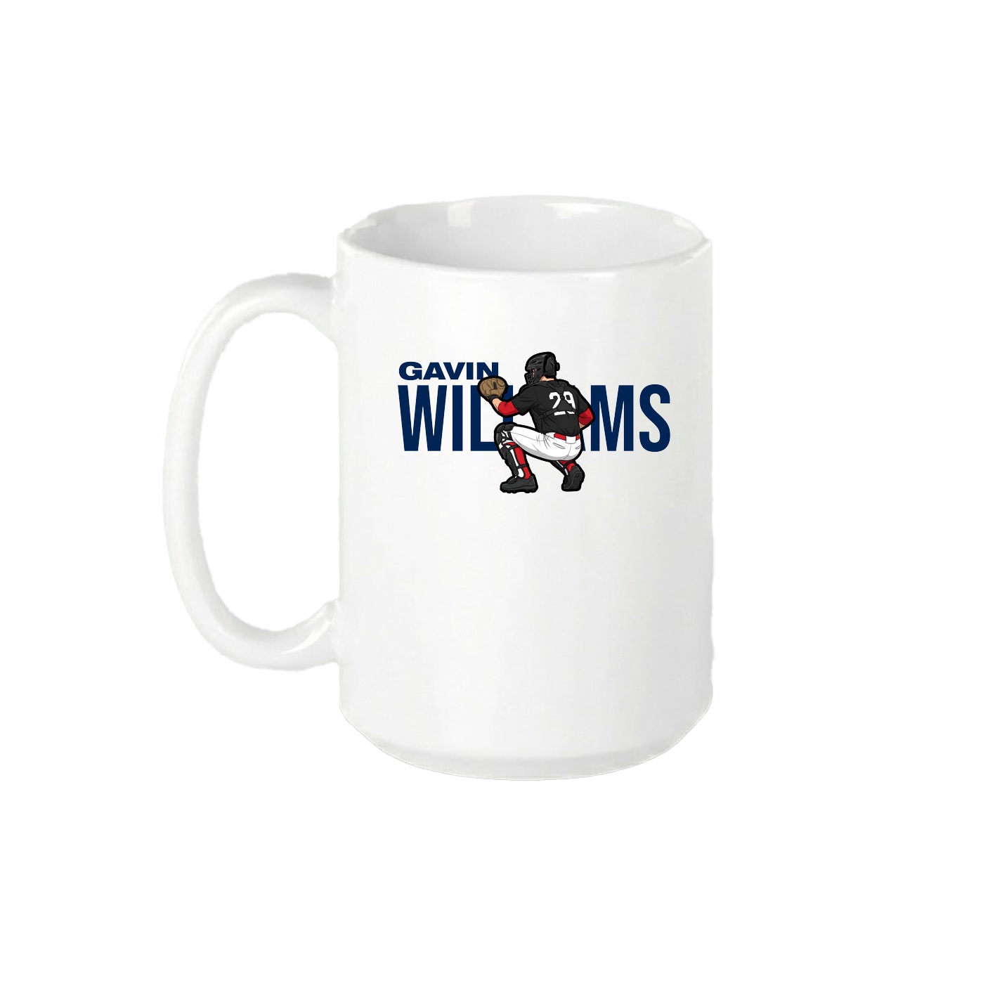 15oz Coffee Mug — Player Name in White