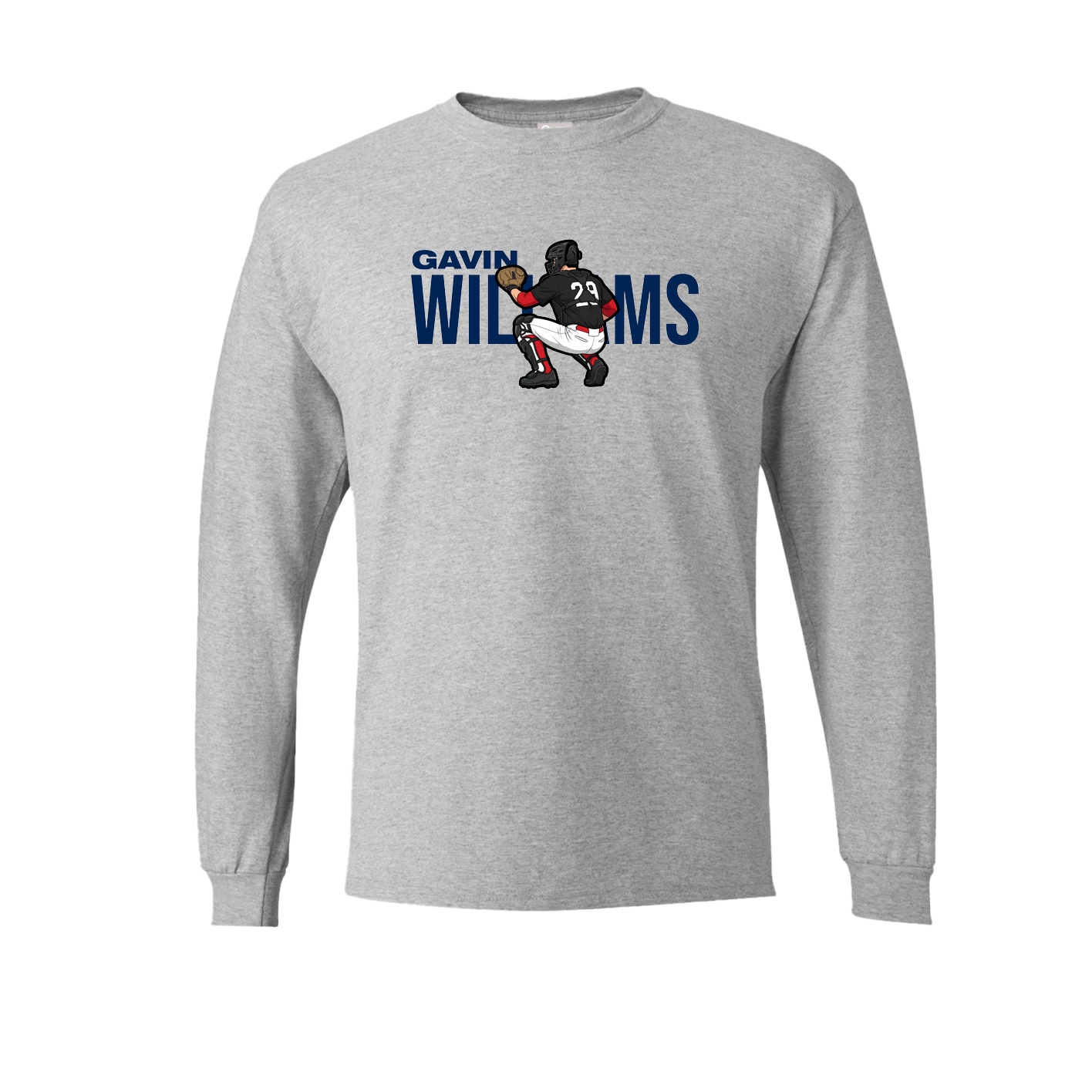 Long Sleeve Tee — Player Name in Grey