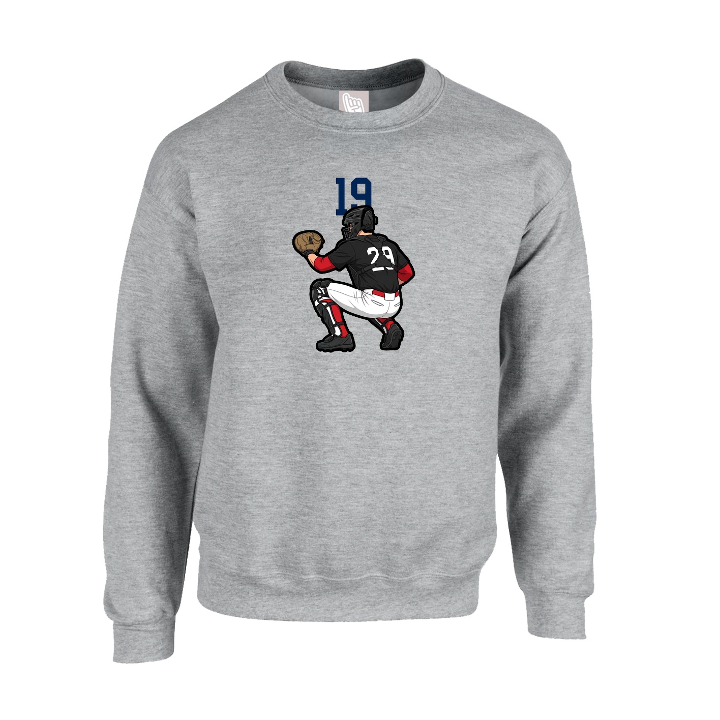 Fleece Crew — Number Top in Grey