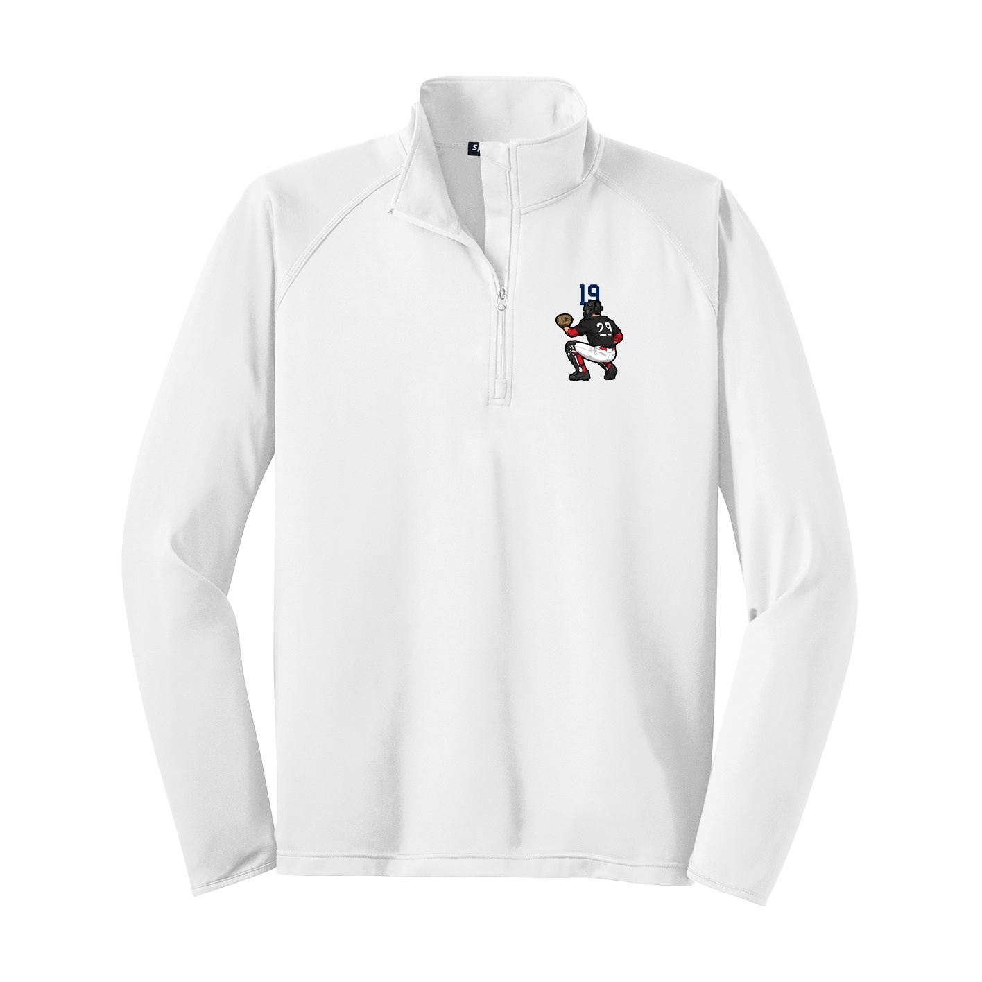 Q-Zip Pullover — Number Top in White