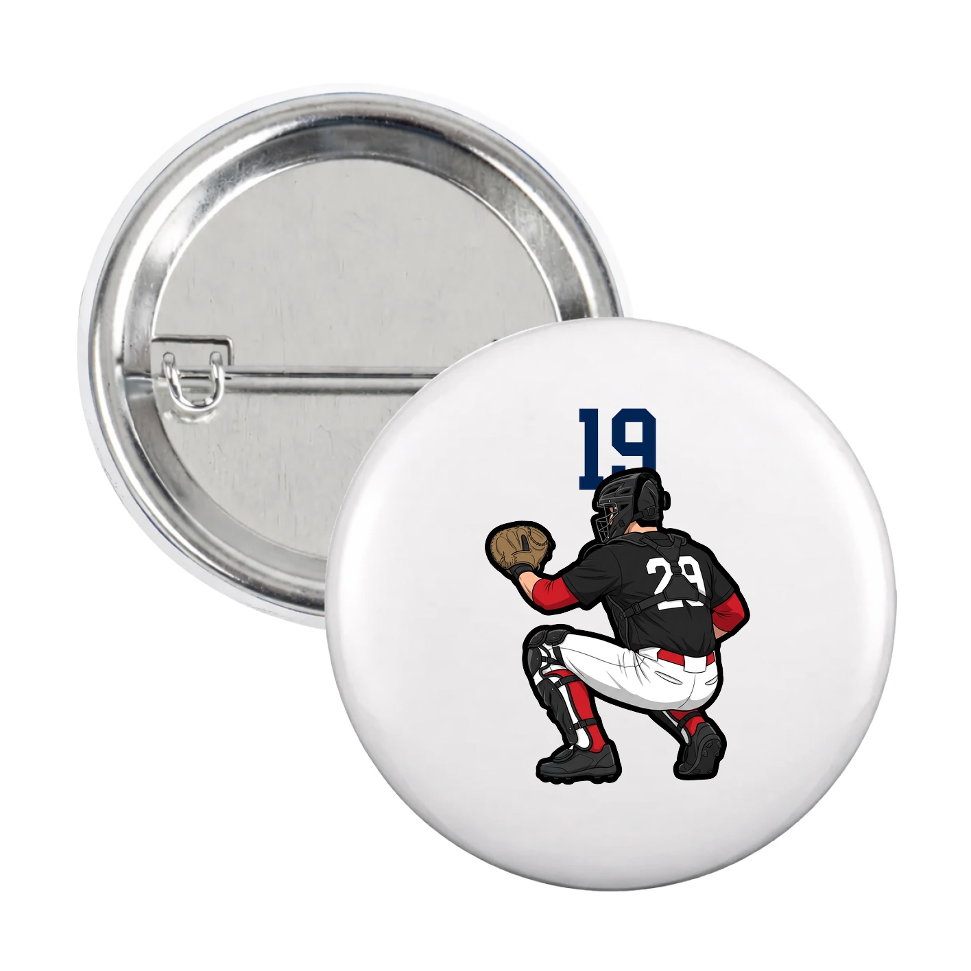 Game Day Button — Number Top in White