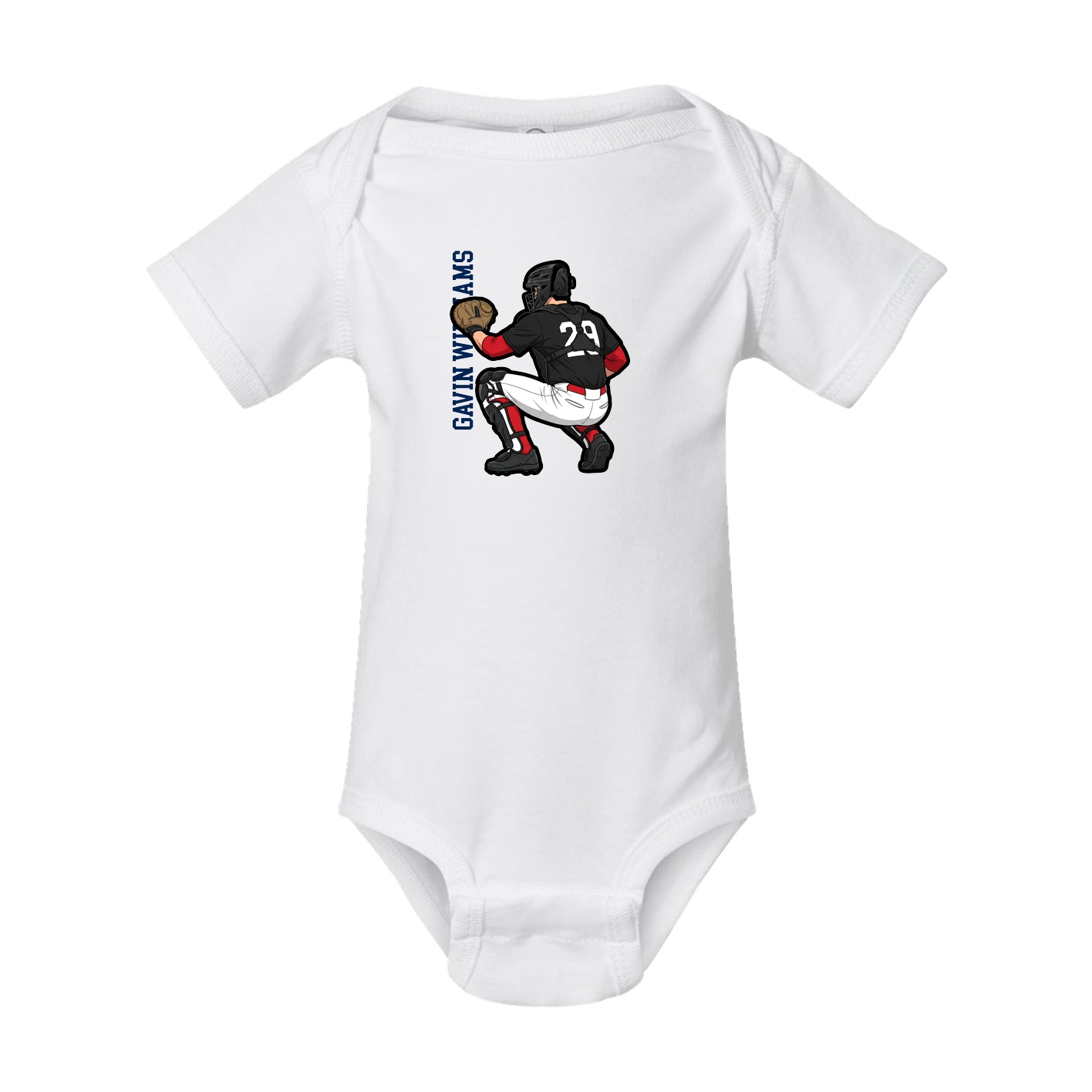 Baby Onesie — Name Vertical in White
